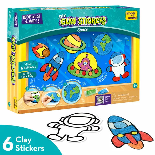 Imagimake Clay Stickers Space Adventure set creativ 6 stickere spatial