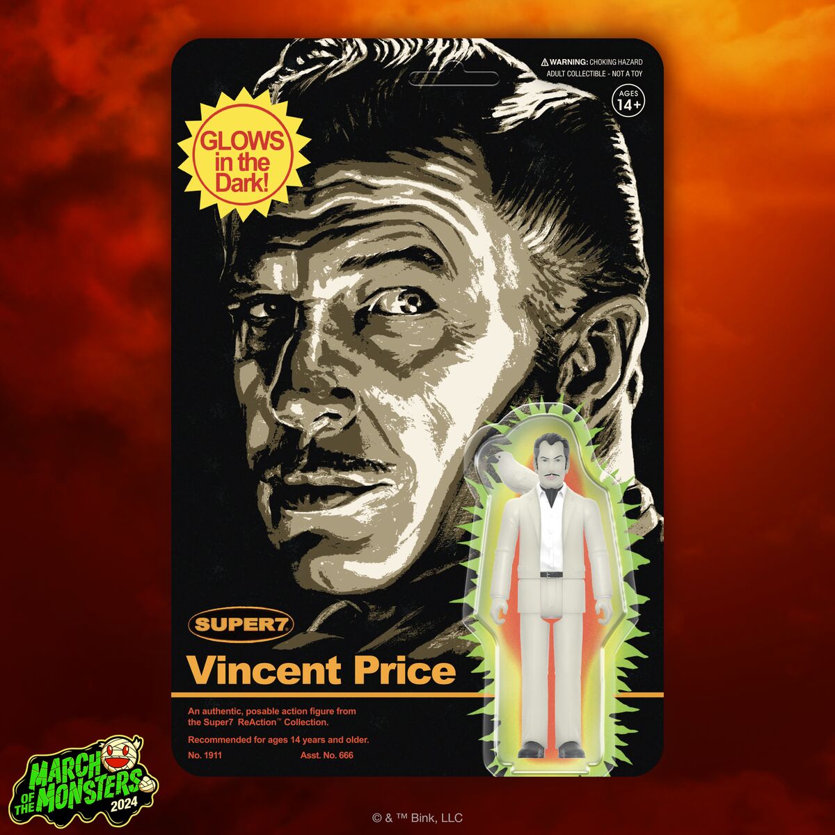 Super7 ReAction Vincent Price Monster Glow figurină fosforescentă