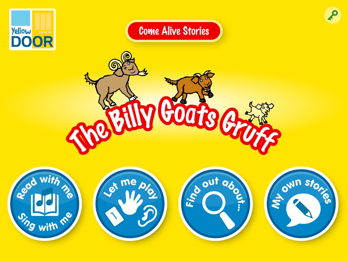 Yellow Door Billy Goats Gruff aplicatie poveste