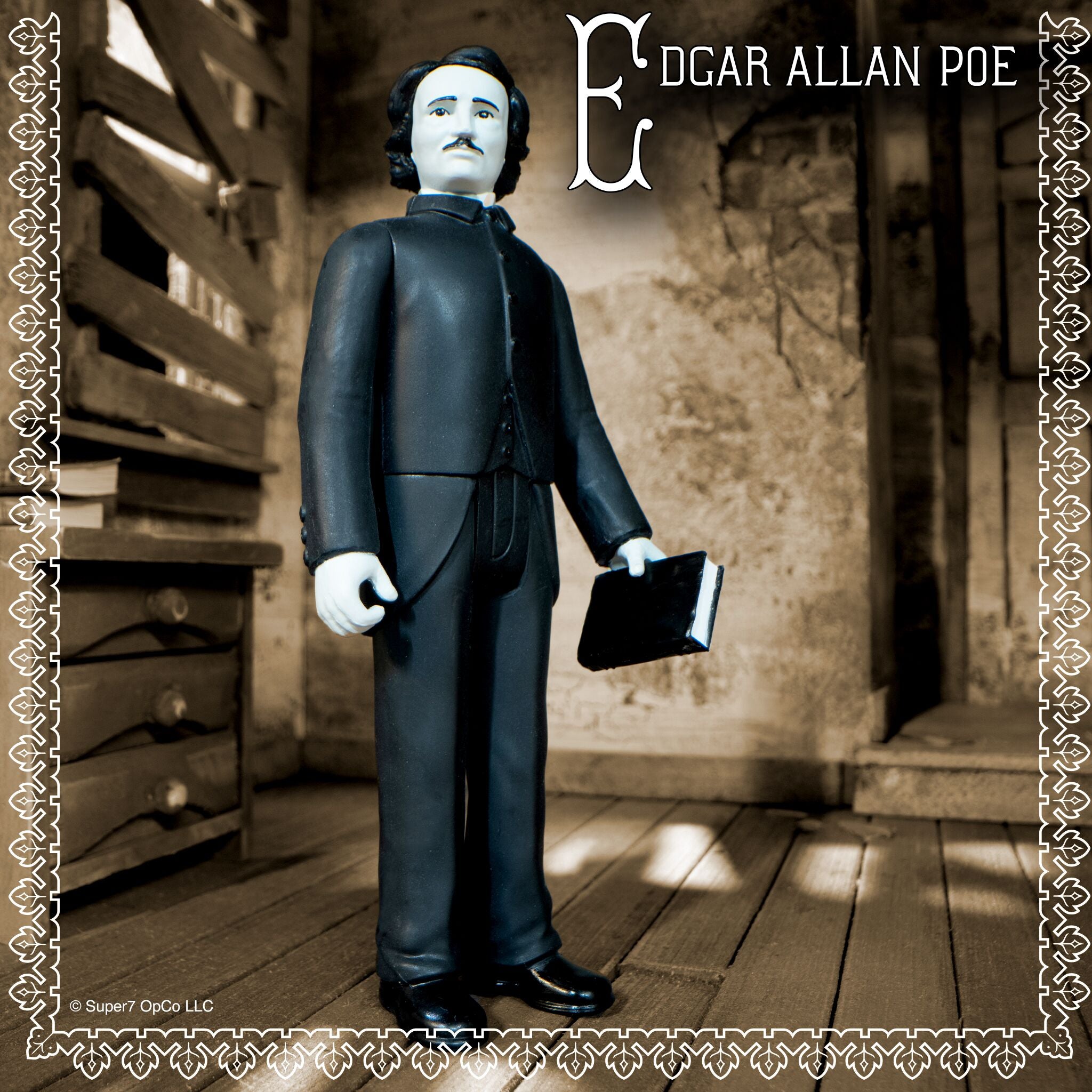 Super7 ReAction Edgar Allan Poe Greyscale figurina carte
