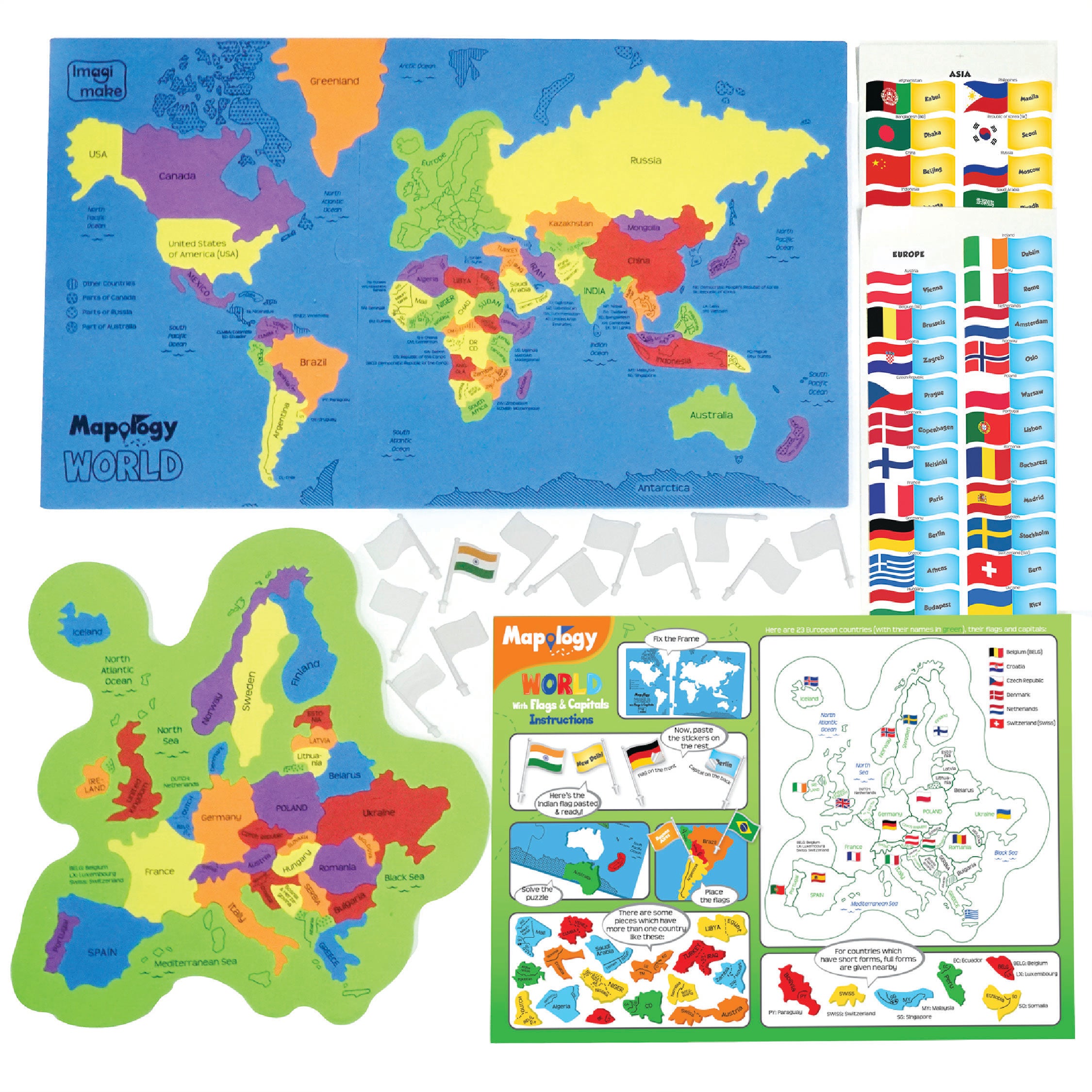 Imagimake Mapology World & India puzzle spuma 103 piese 5+ ani