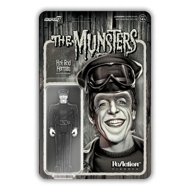 Super7 Munsters Hot Rod Herman Grayscale figurina 4.1 inch racer
