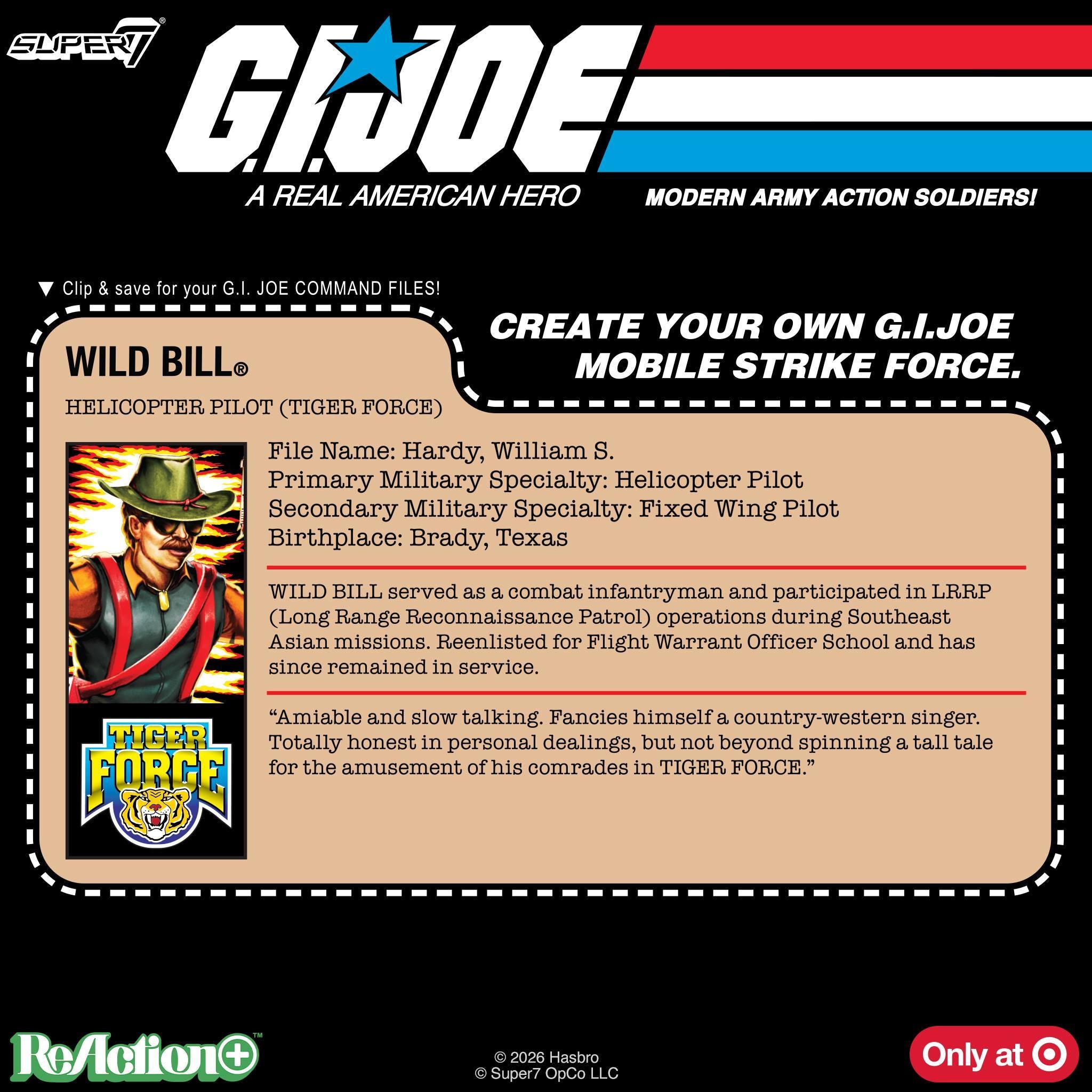 Super7 G.I. Joe ReAction+ figura Wild Bill Tiger Force 4