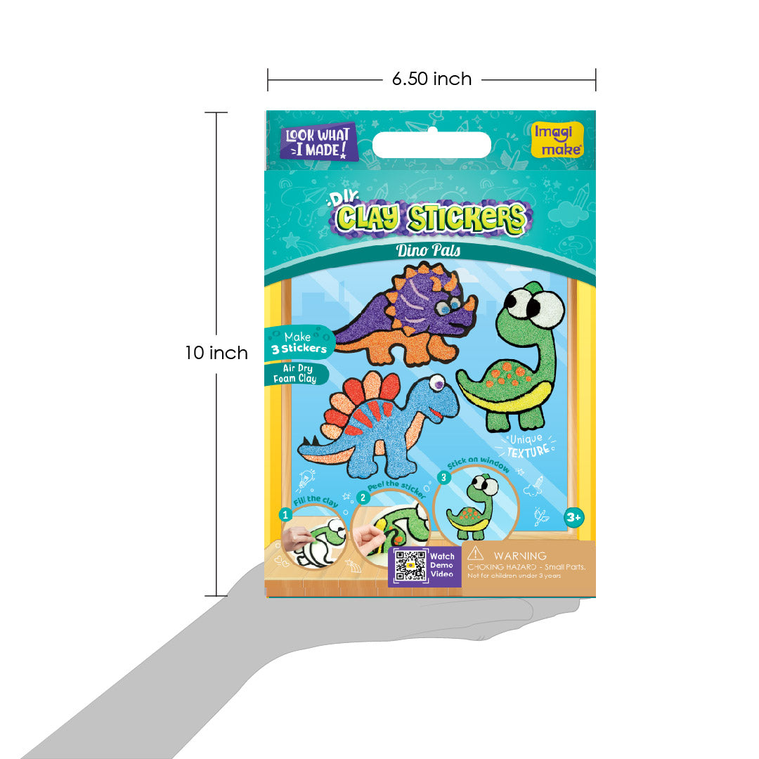 Imagimake Clay Stickers Dino Pals stickere lut dinozauri 3 buc