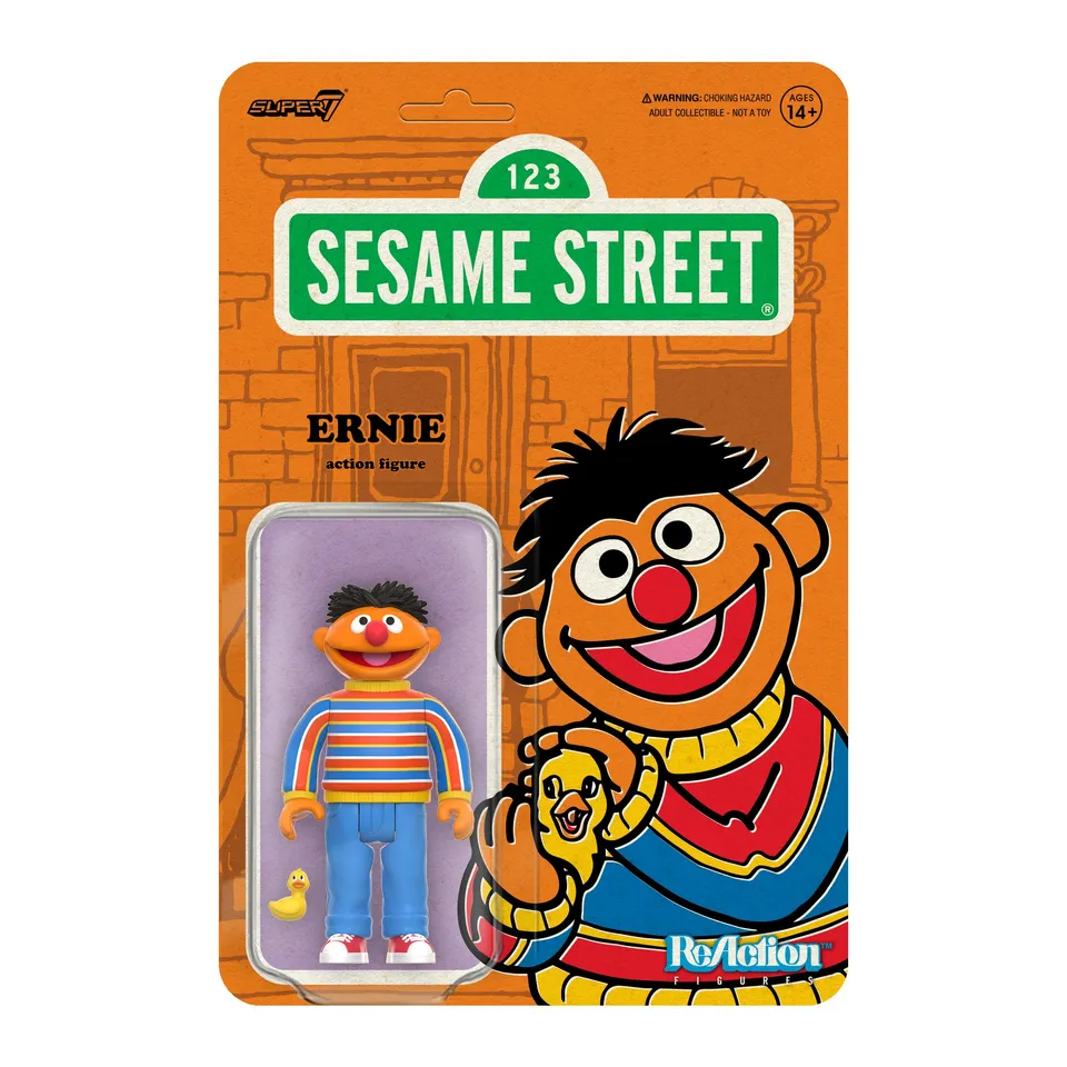 Super7 ReAction Sesame Street Wave 01 Ernie figurină cu rățușcă