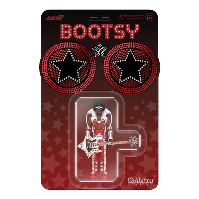 Super7 ReAction figurina Bootsy Collins rosu-alb 9,5 cm