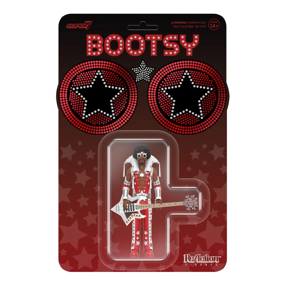 Super7 ReAction figurina Bootsy Collins rosu-alb 9,5 cm