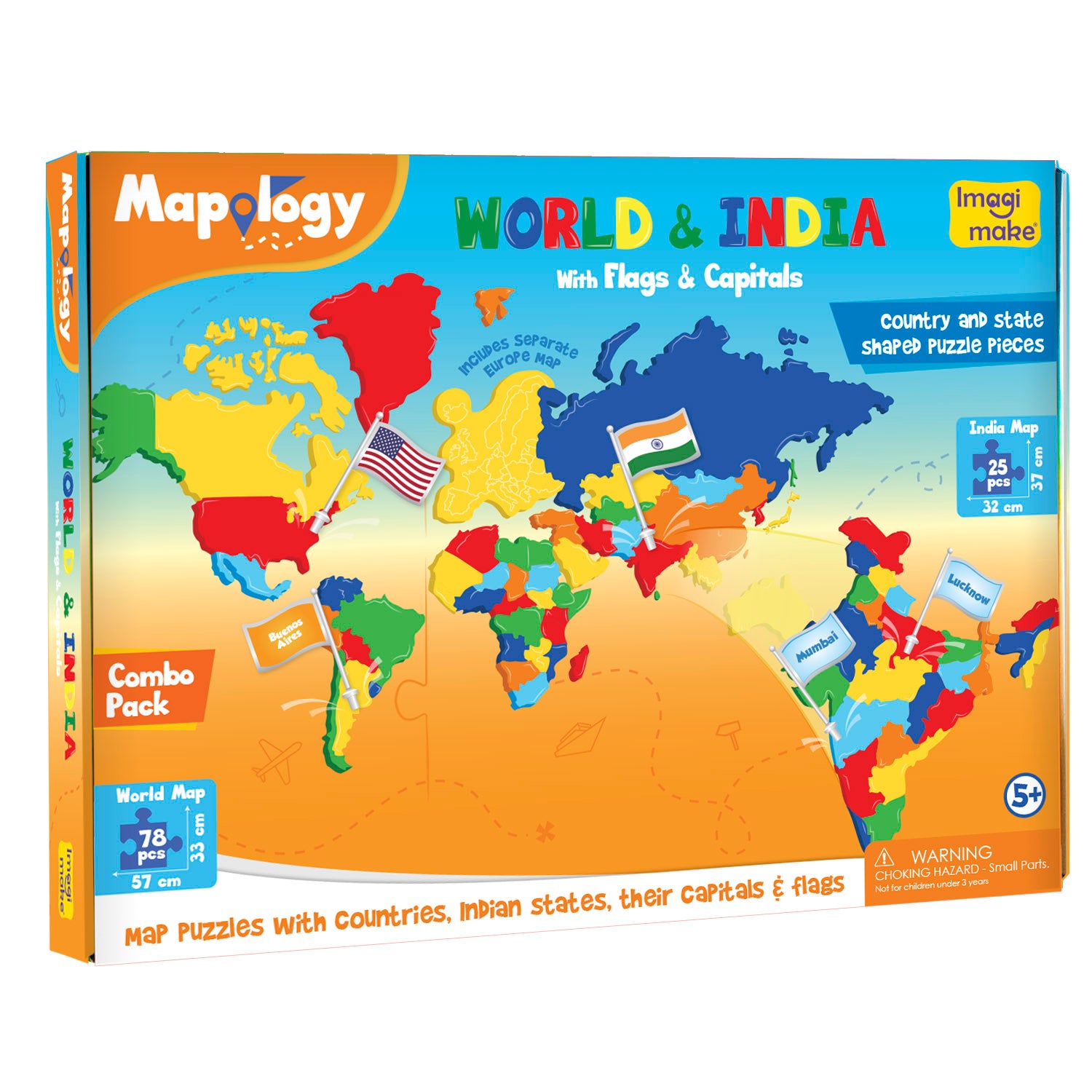 Imagimake Mapology India and World puzzle harti 4 planse