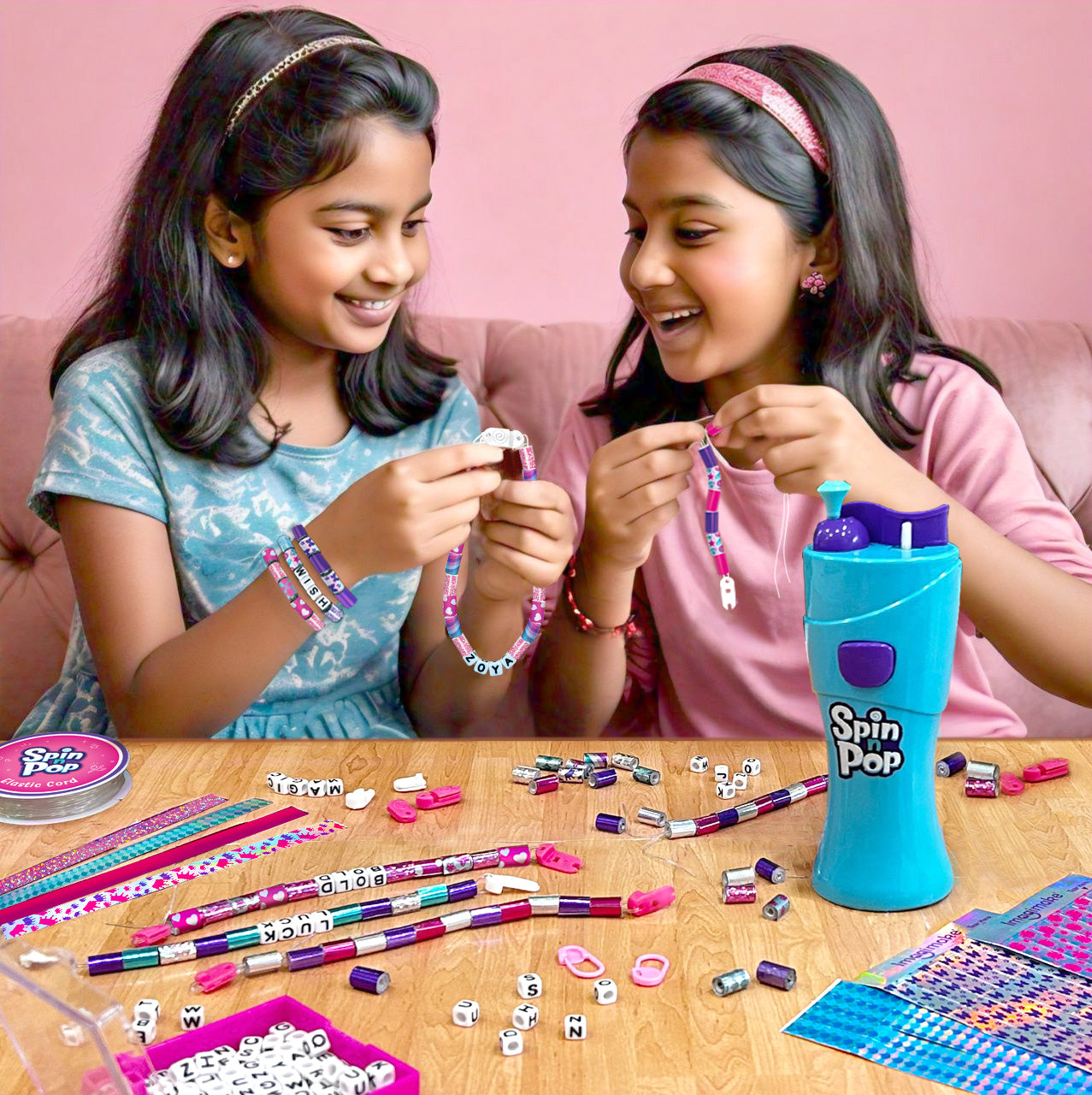 Imagimake Spin n Pop Beads Studio set bratari 300 margele