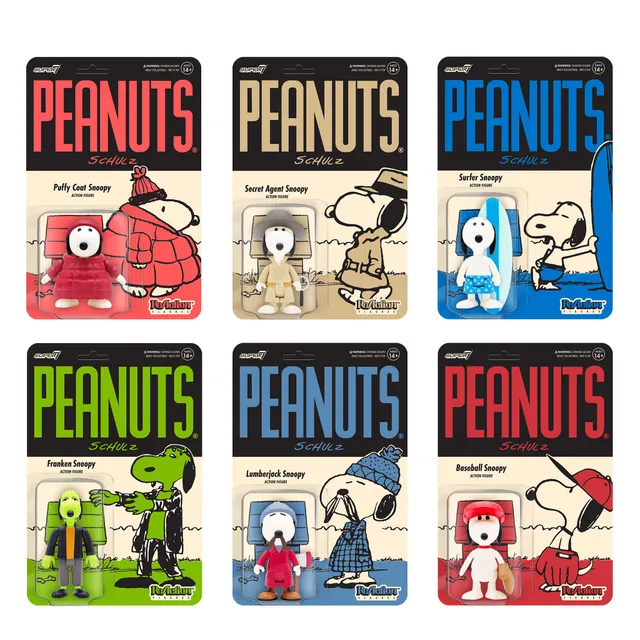 Super7 Peanuts ReAction Wave 5 set 6 figurine Snoopy
