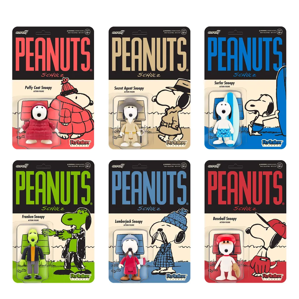 Super7 Peanuts ReAction Wave 5 set 6 figurine Snoopy