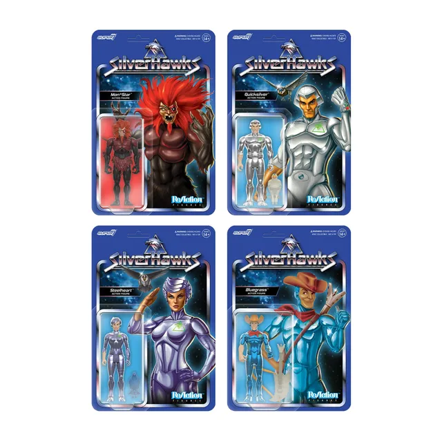 Super7 SilverHawks ReAction Wave 1 set 4 figurine 9,5 cm