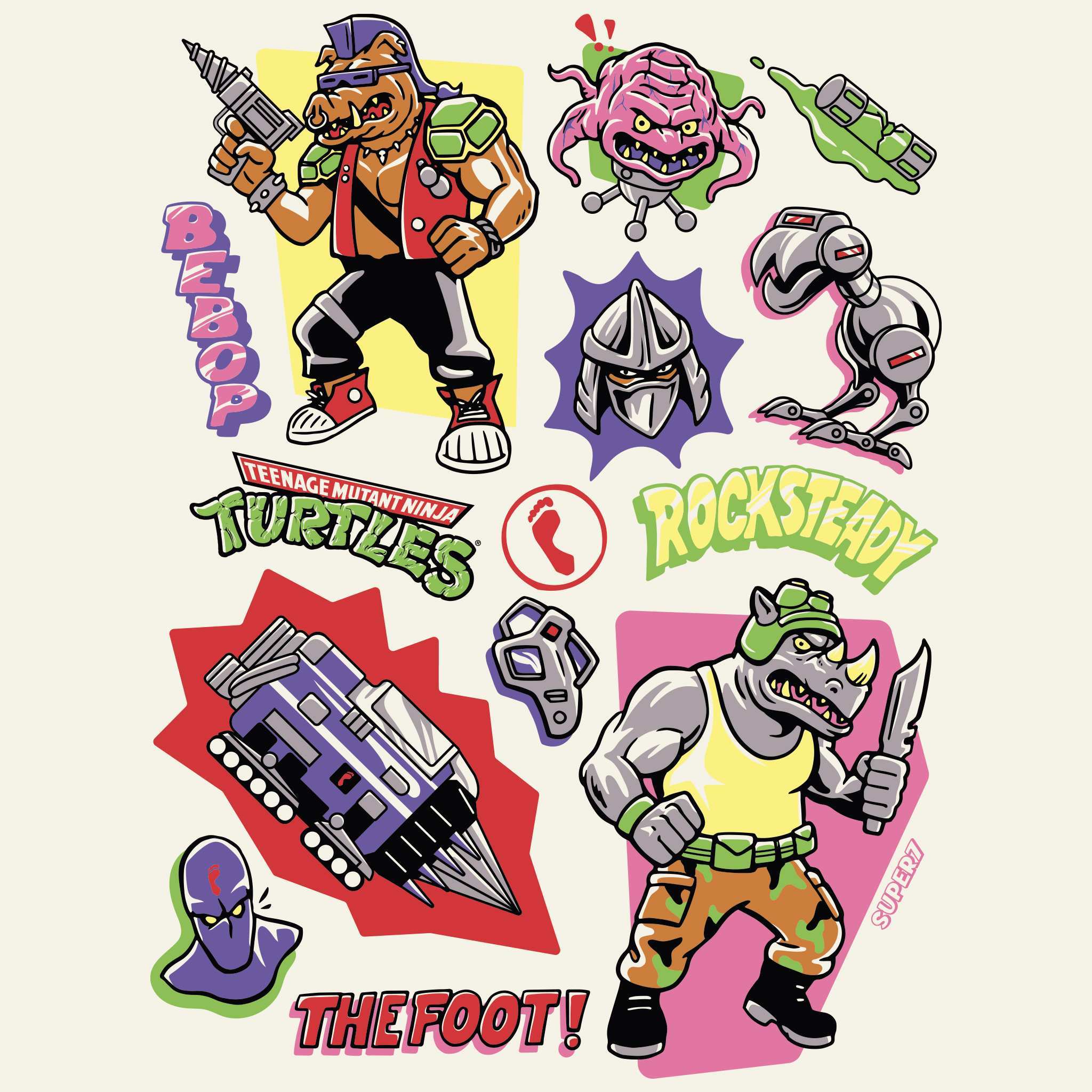 Super7 Testoasele Ninja Bebop Rocksteady tricou citron bumbac