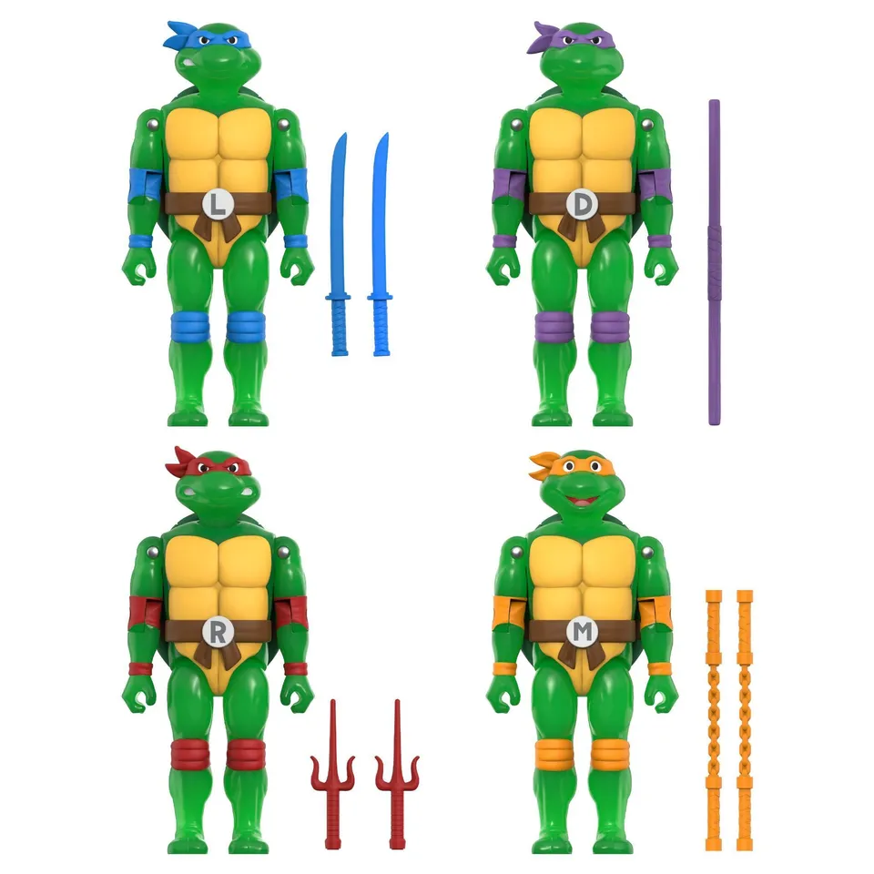 Super7 TMNT ReAction+ Mutagen Ooze set 4 figurine glow