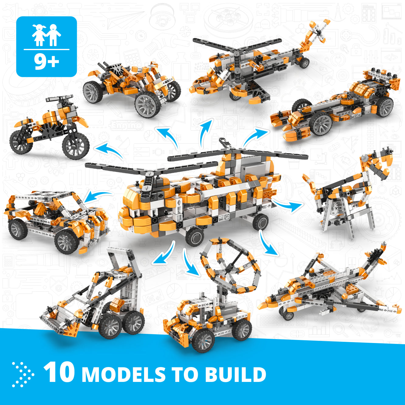 Engino Inventor elicopter set constructie 10 modele motorizat