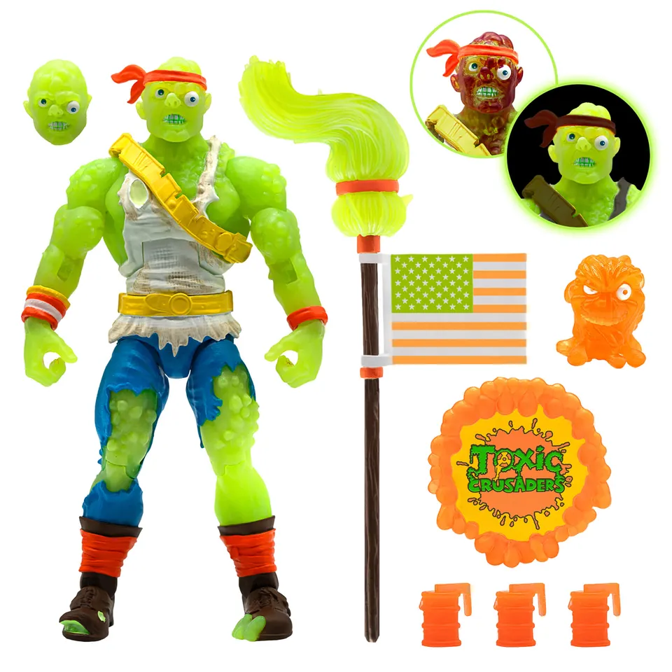 Super7 Toxic Crusader Ultimates Toxie figurina rosie fosforescenta