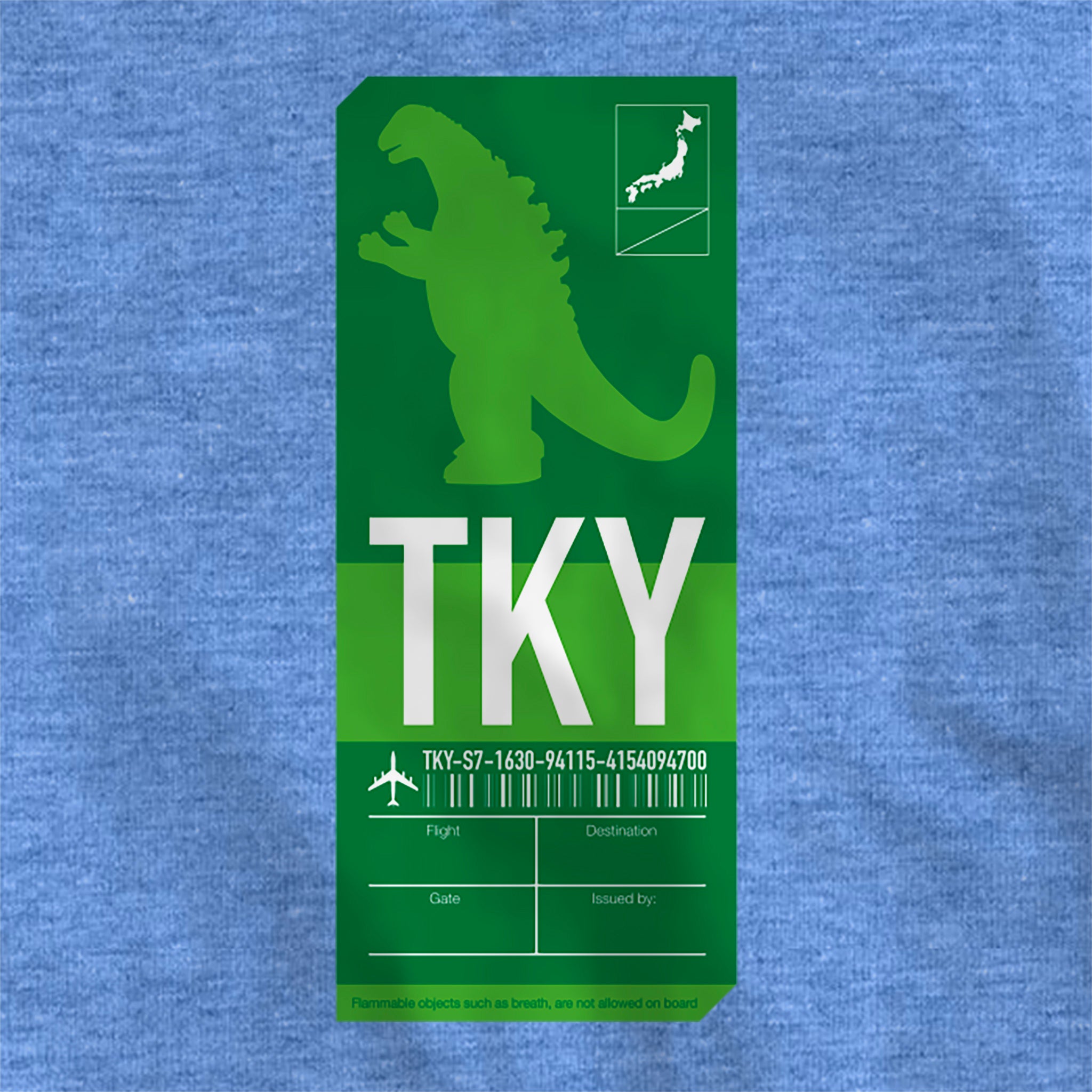 Super7 Toho Godzilla Ticket tricou bumbac albastru deschis