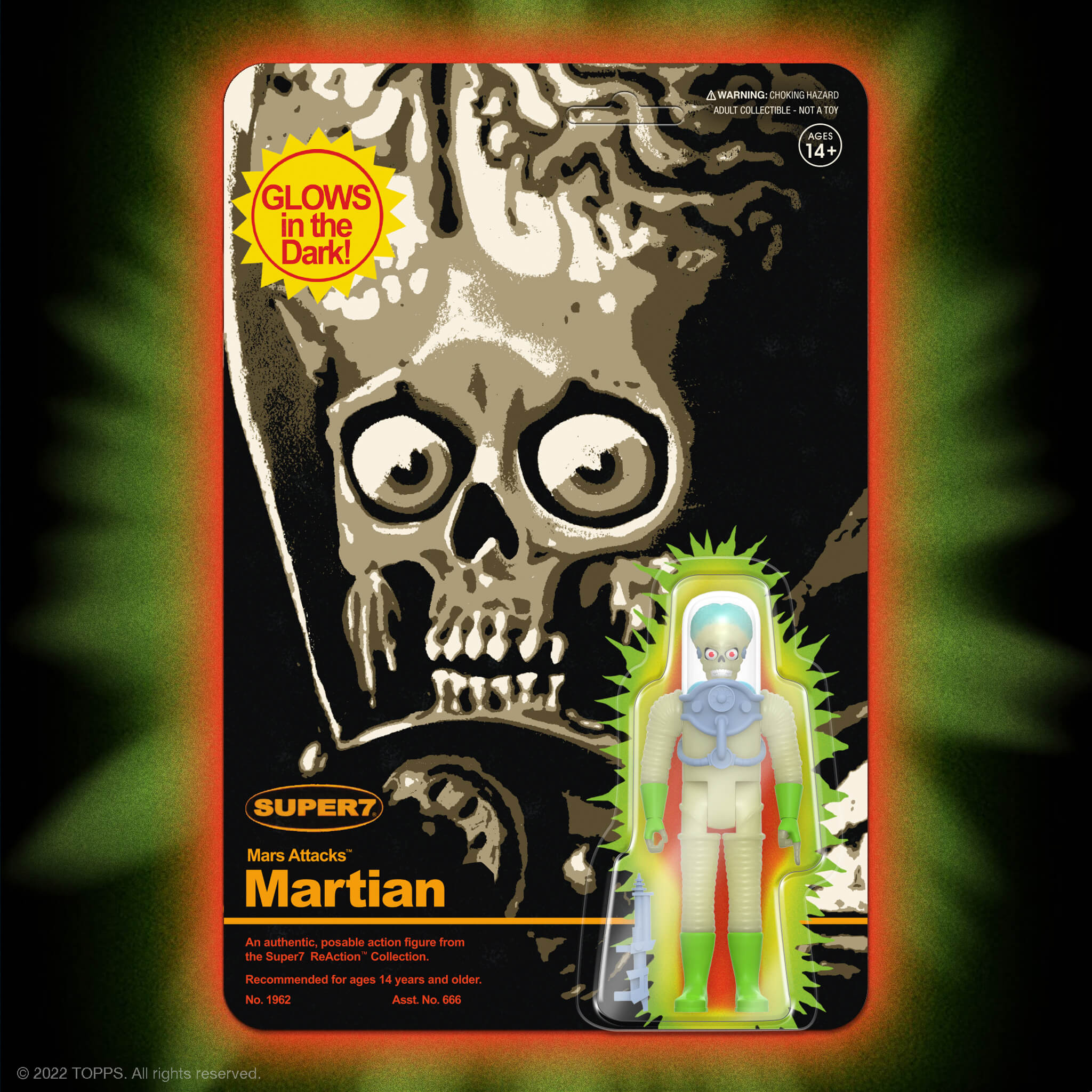 Super7 ReAction Mars Attacks figurina fosforescenta 9,5 cm