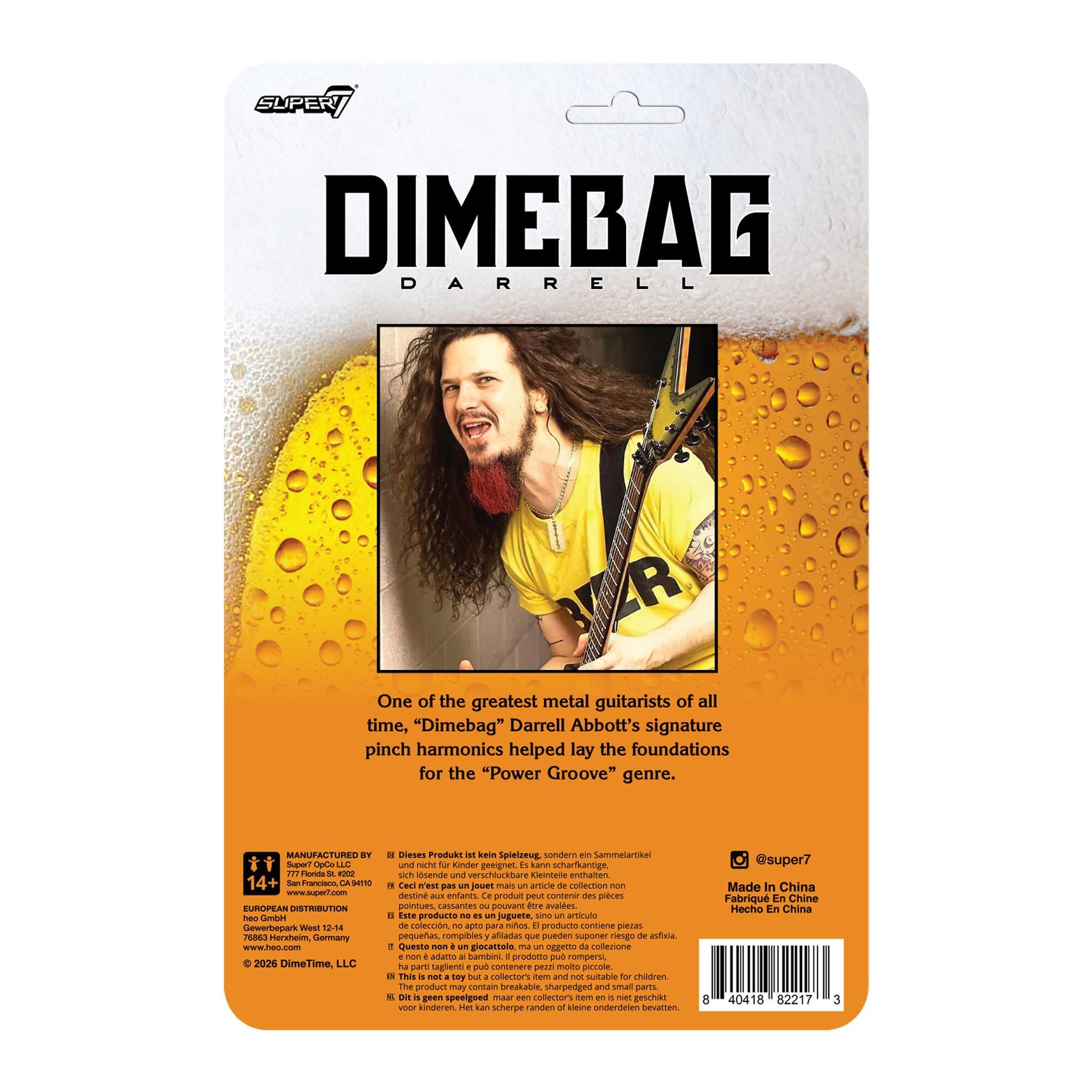 Super7 ReAction Dimebag Darrell BEER Shirt figurina metal