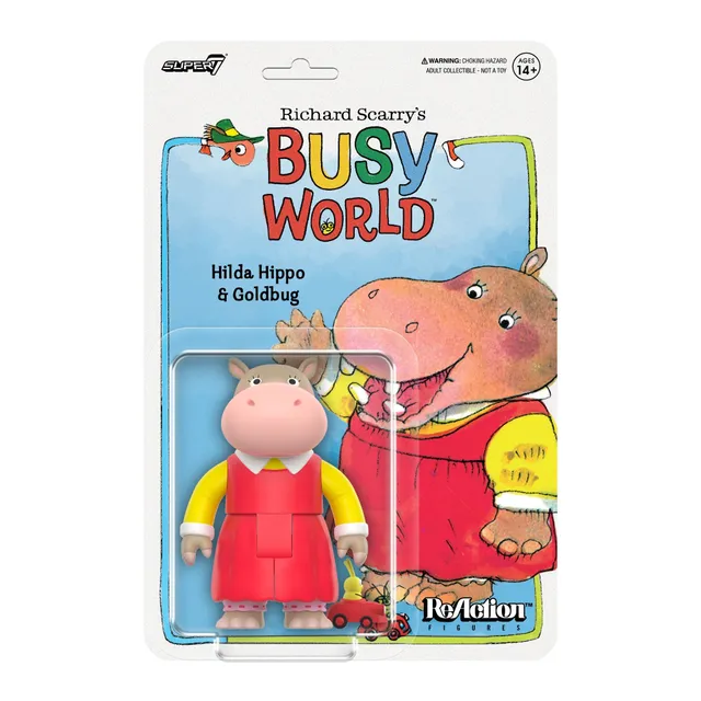 Super7 Richard Scarry ReAction W1 Hilda Hippo figurina 9 cm