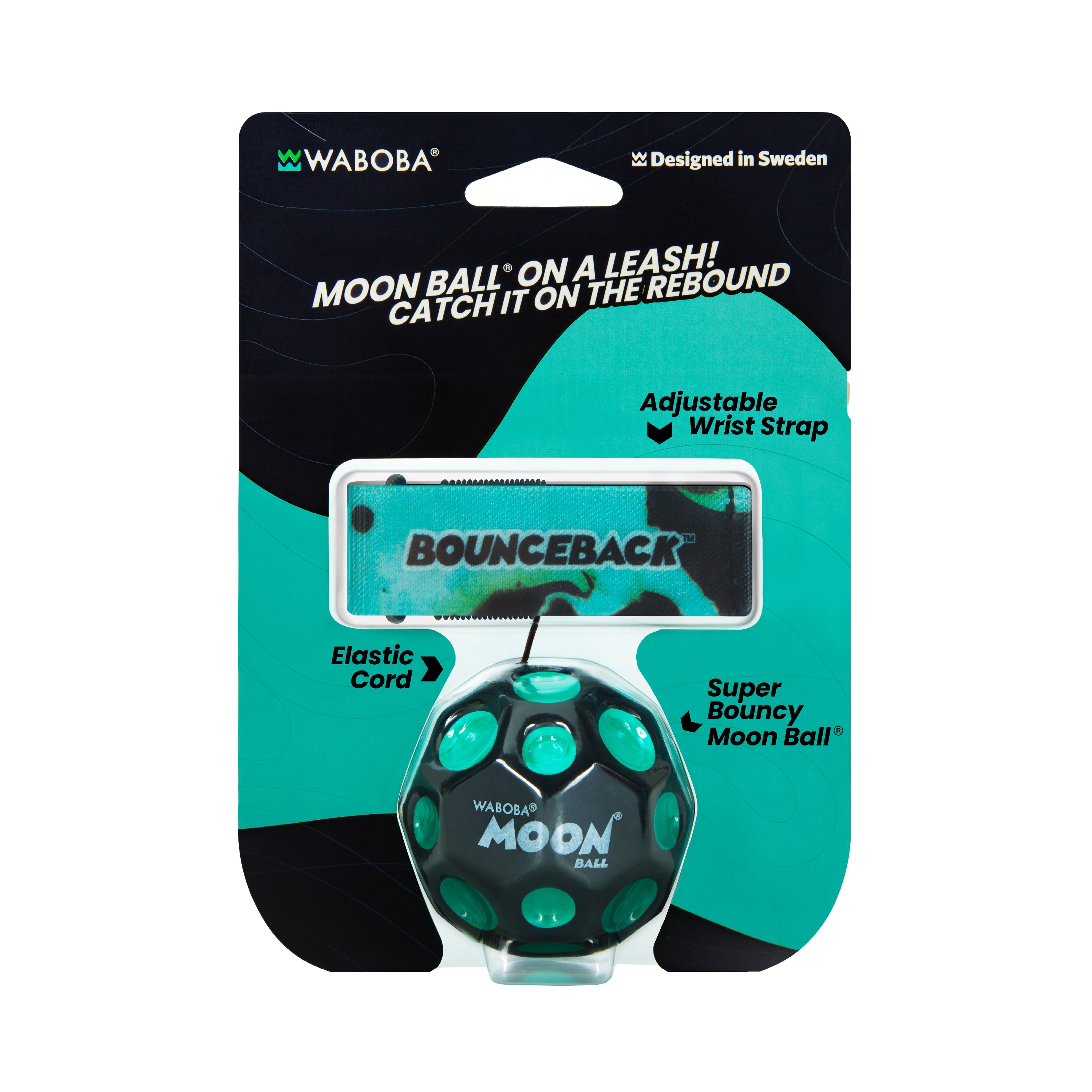 Waboba Bounceback Moon Ball minge elastică albastru-negru