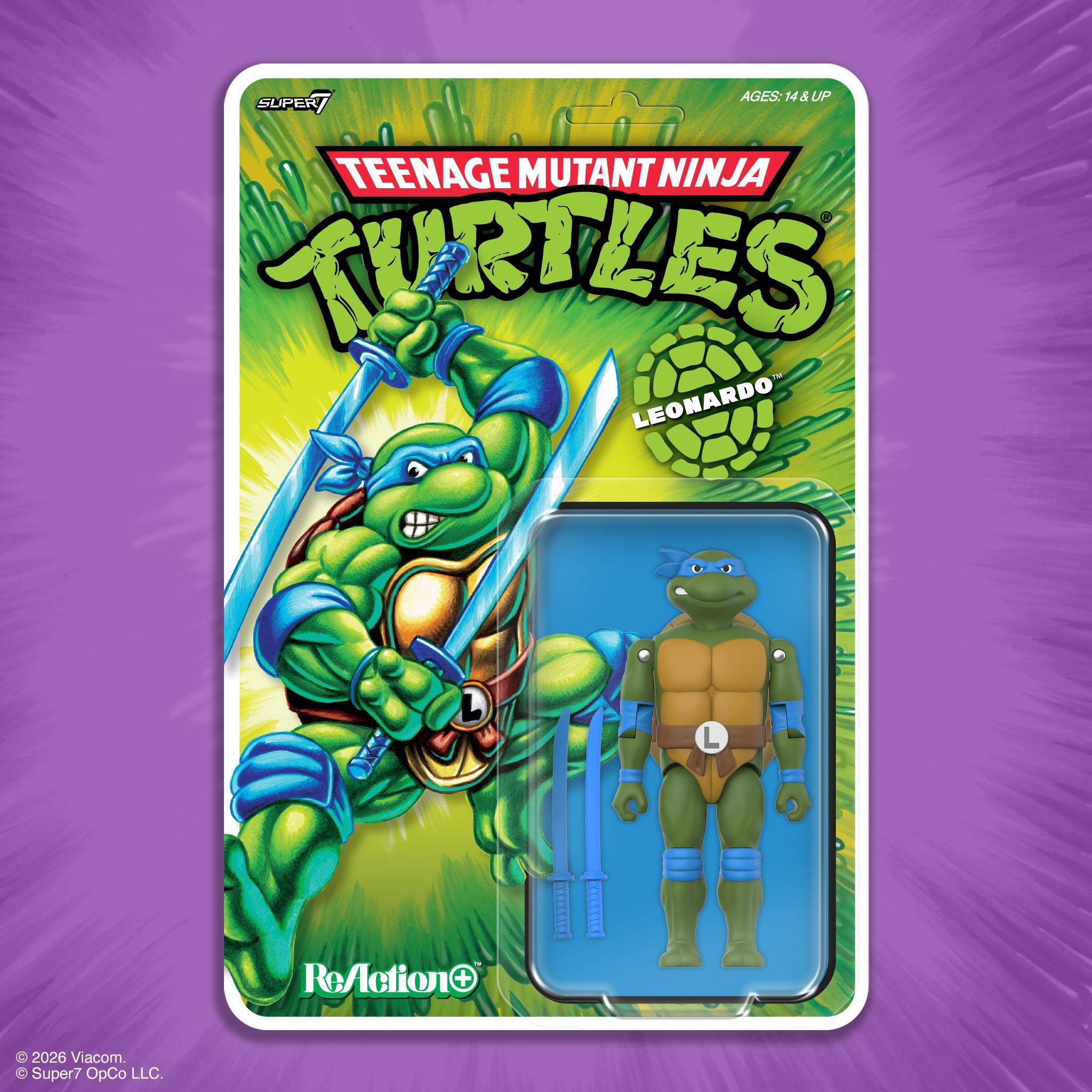 Super7 ReAction+ TMNT set 4 figurine Leonardo Michelangelo