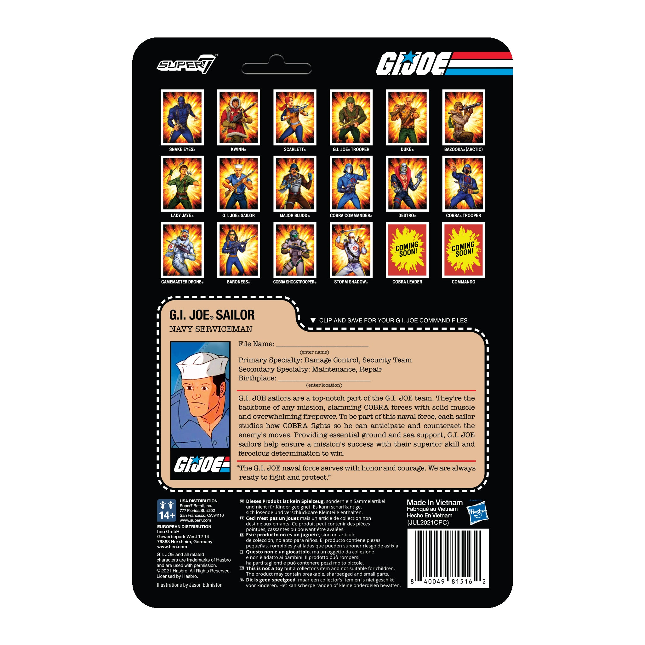 Super7 ReAction G.I. Joe Blueshirt Beard figurina roz 9,5cm