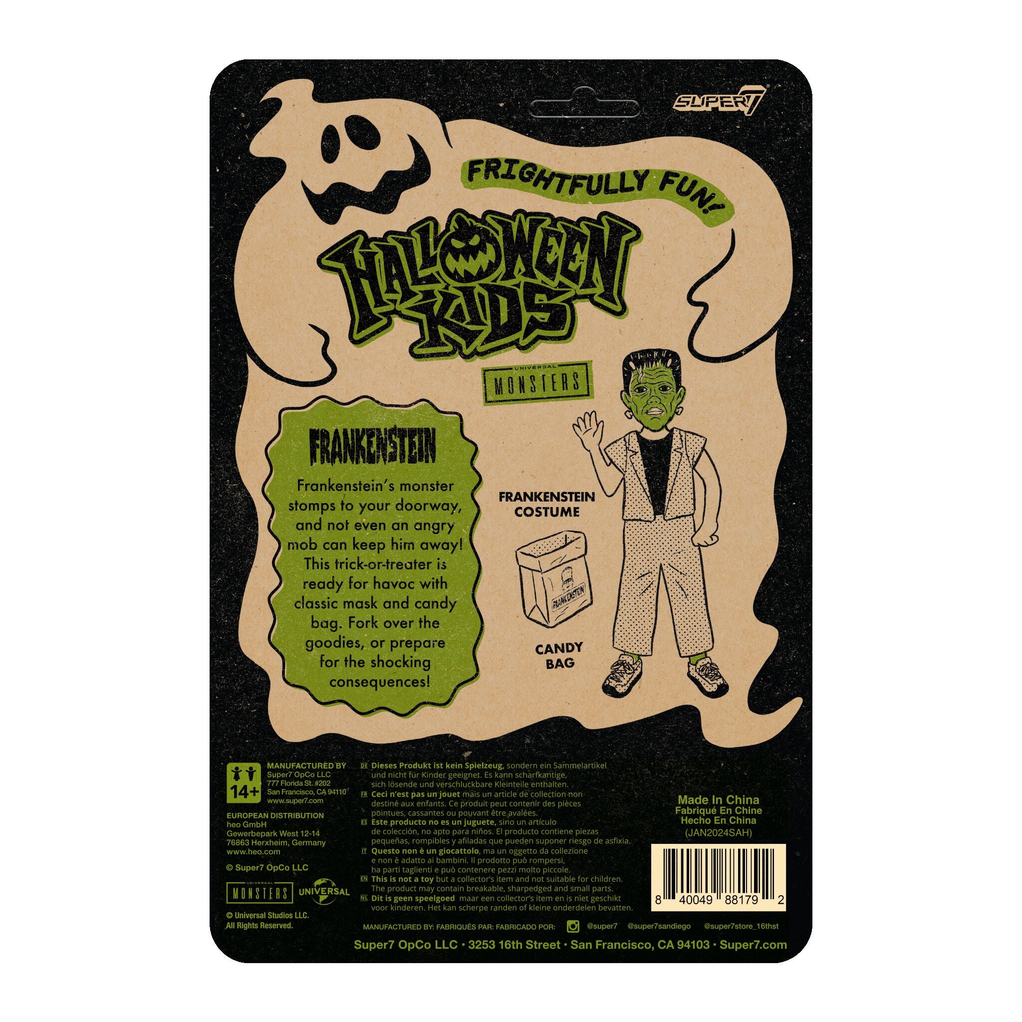 Super7 Halloween Kids Frankenstein figurina 9,5 cm costum