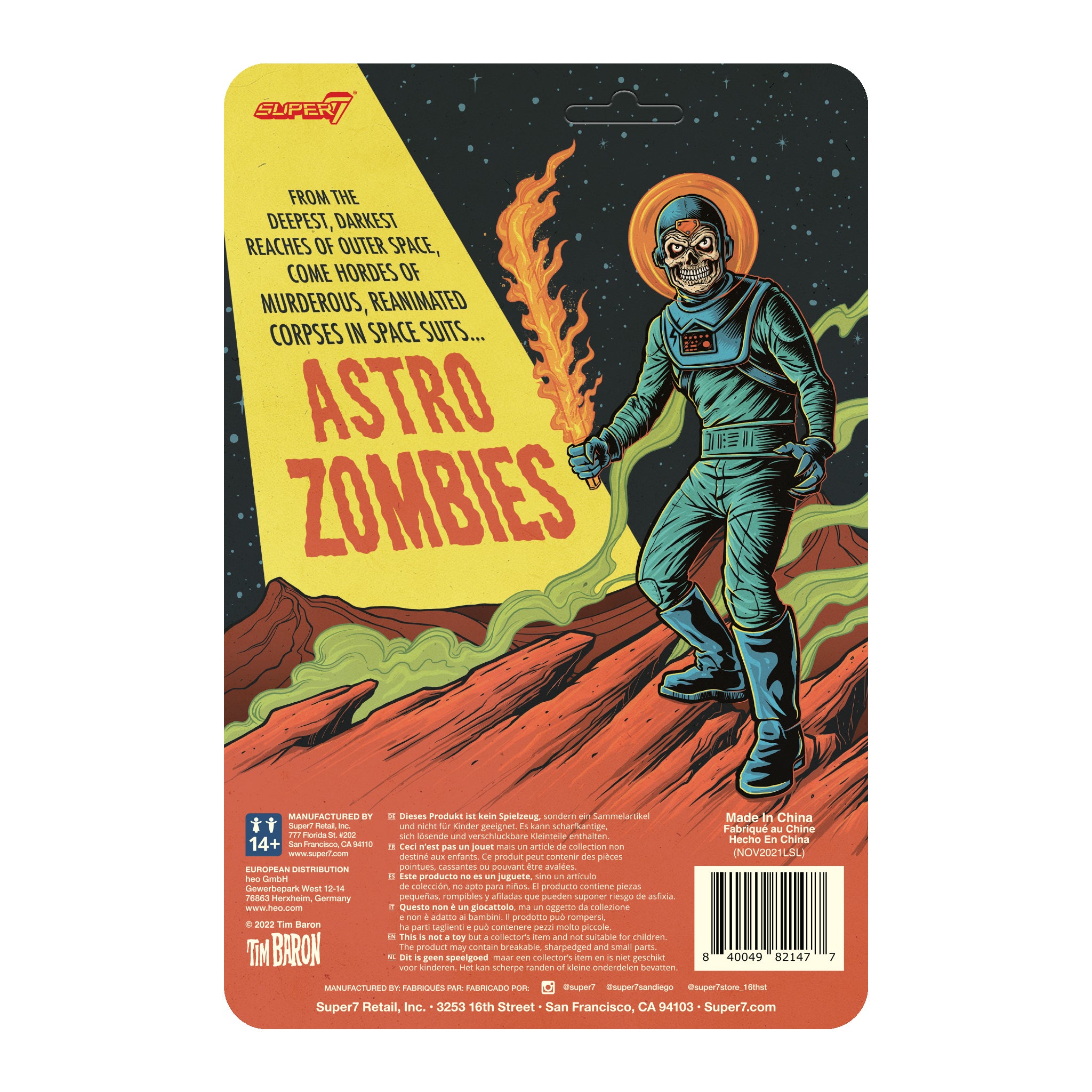 Super7 Astro Zombies figurină articulată Zombie Teal Blue 9,5 cm