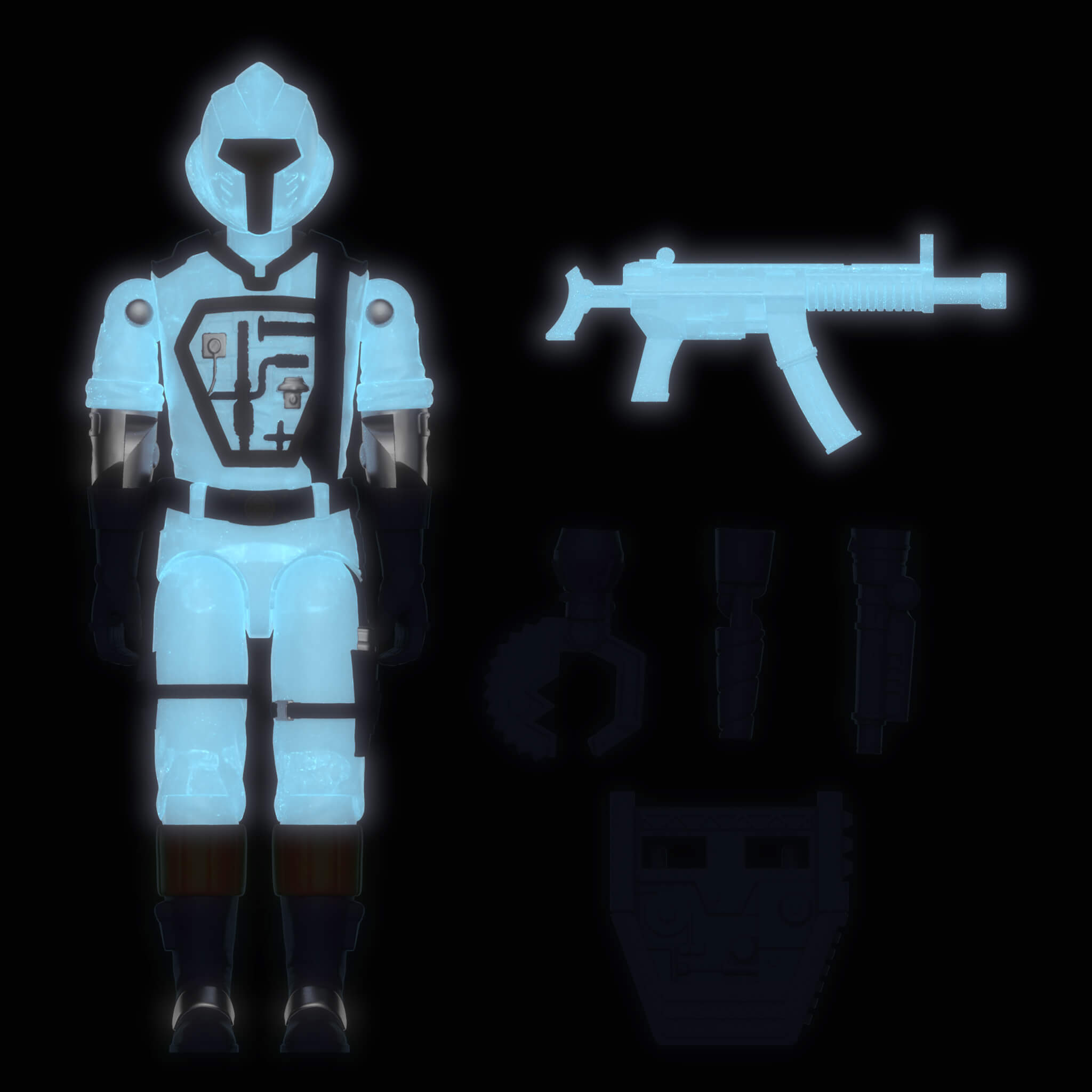 Super7 ReAction+ G.I. Joe Cobra set 3 figurine glow