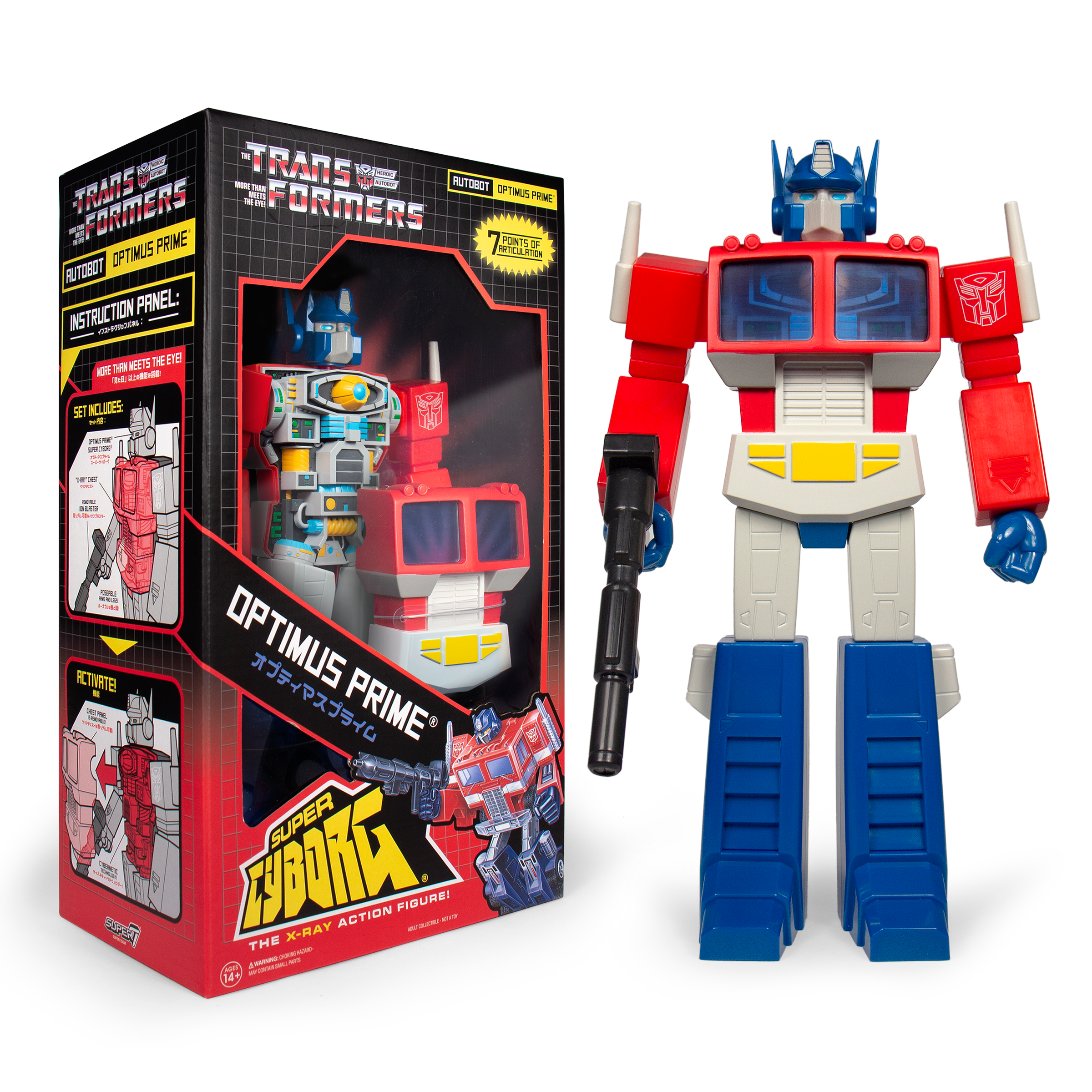Super7 Transformers Super Cyborg Optimus Prime figura 28 cm G1
