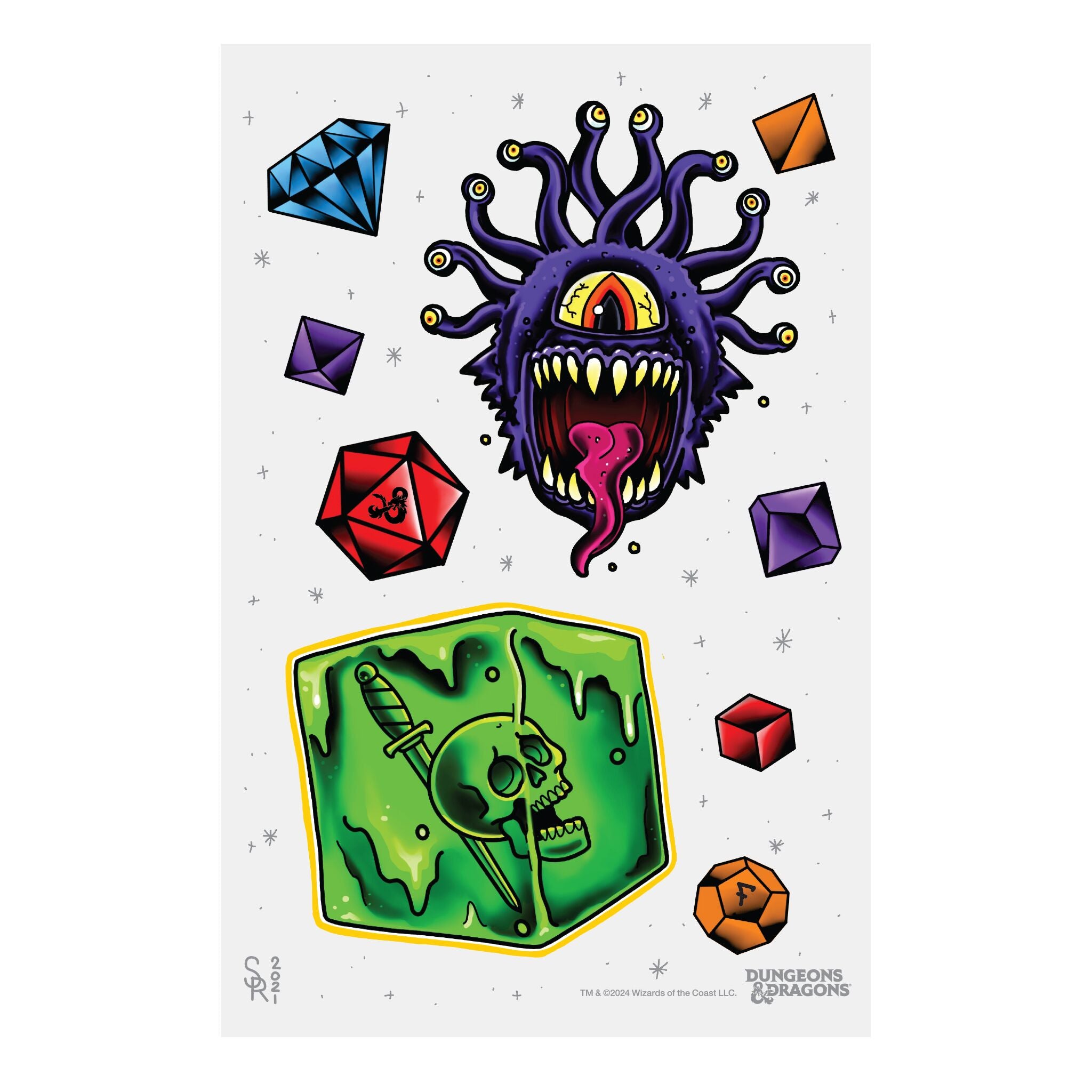 Super7 Dungeons and Dragons set tatuaje temporare XL 3 coli