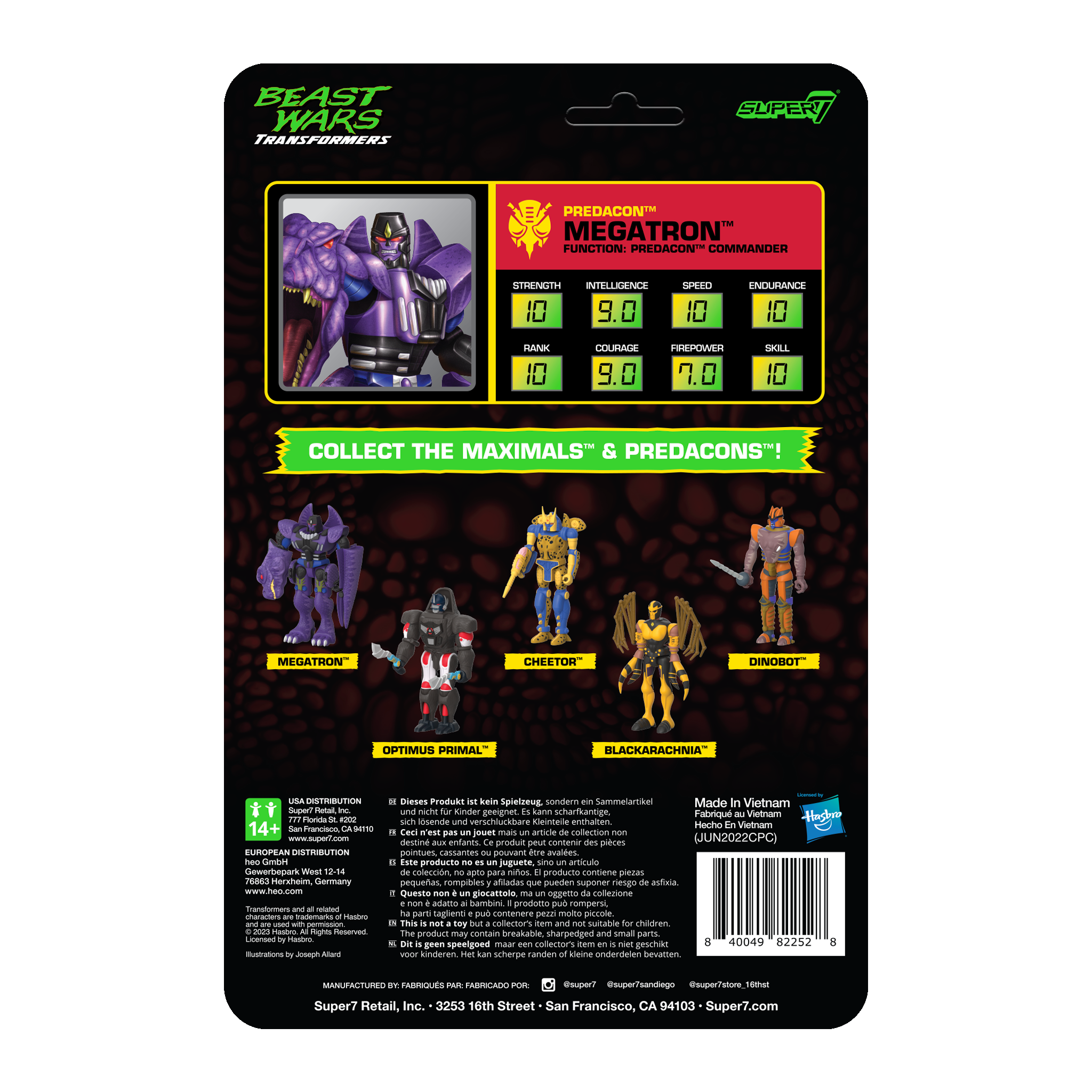 Super7 Beast Wars Megatron clear ReAction figurină translucidă