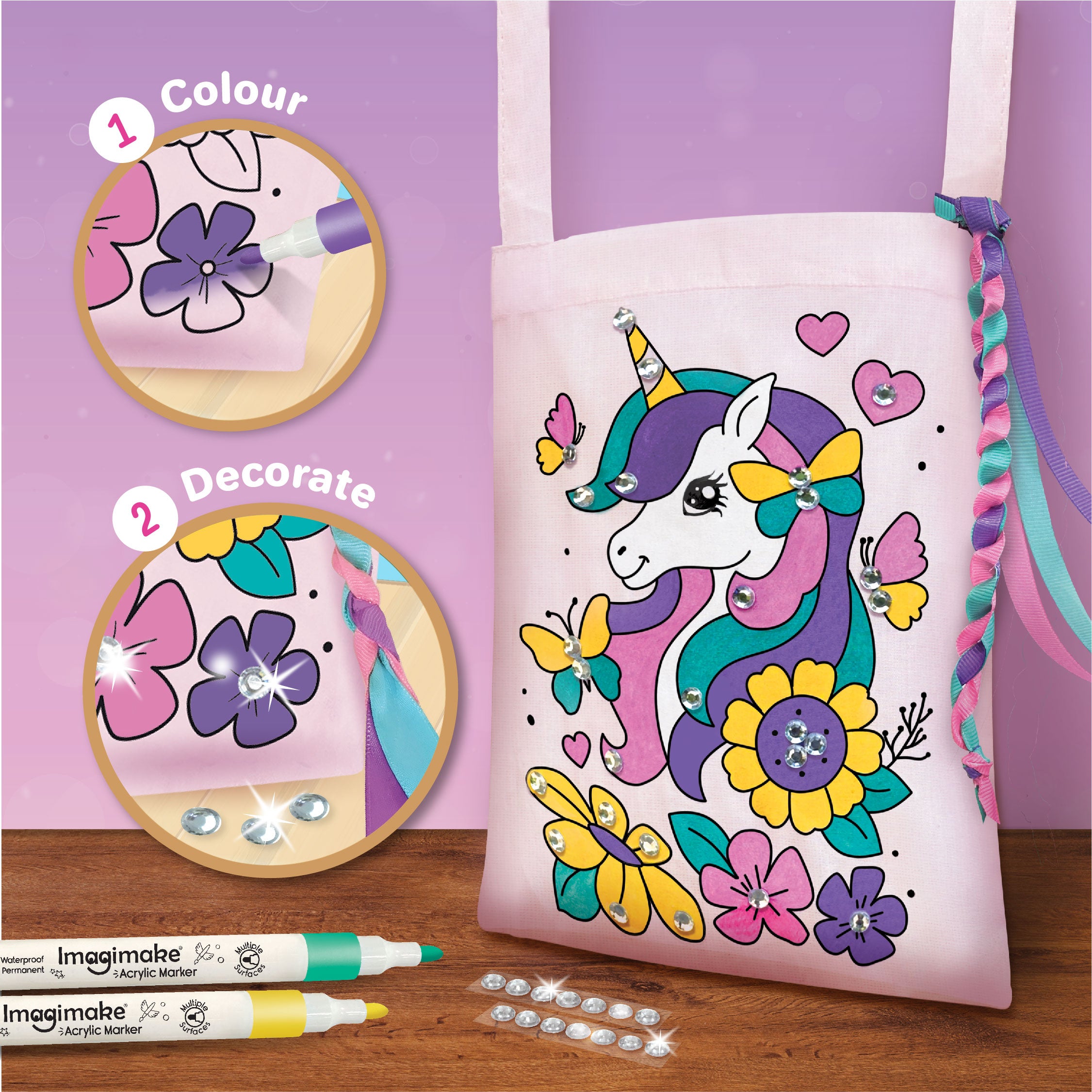 Imagimake Fabric Art Unicorn set pictura textile 5+ ani