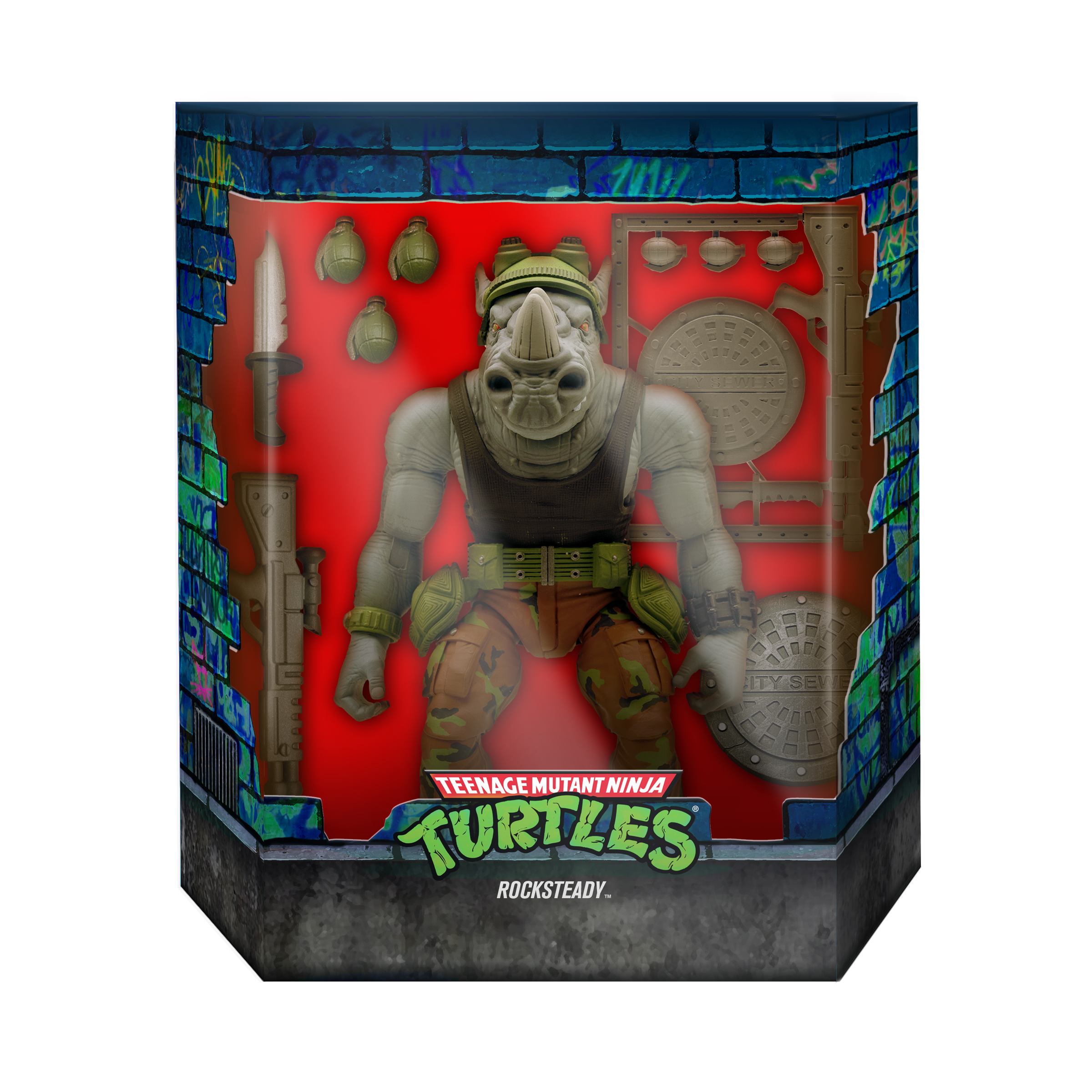 Super7 TMNT Ultimates Wave 3 Rocksteady figurina articulata 20cm