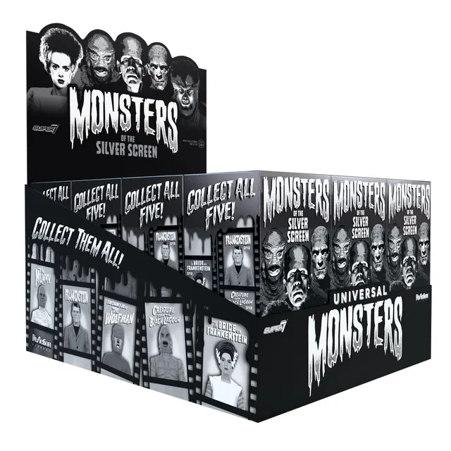 Super7 Universal Monsters Wave 02 set 12 figurine alb-negru