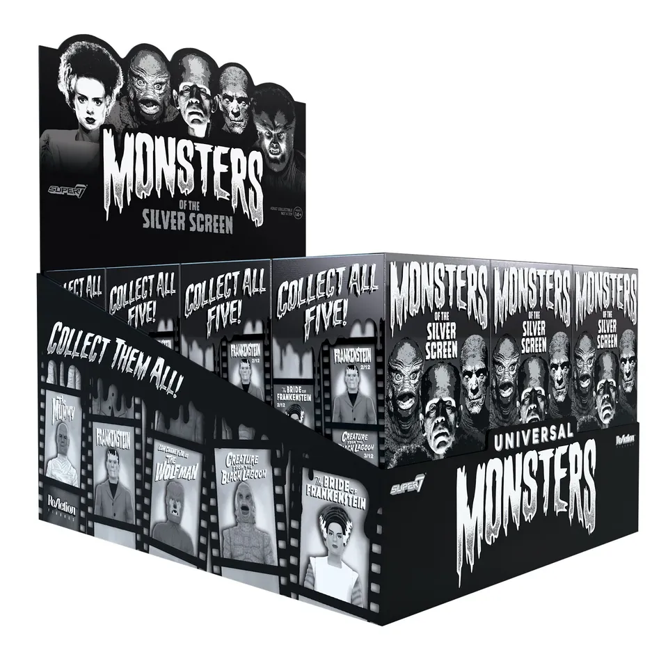 Super7 Universal Monsters Wave 02 set 12 figurine alb-negru