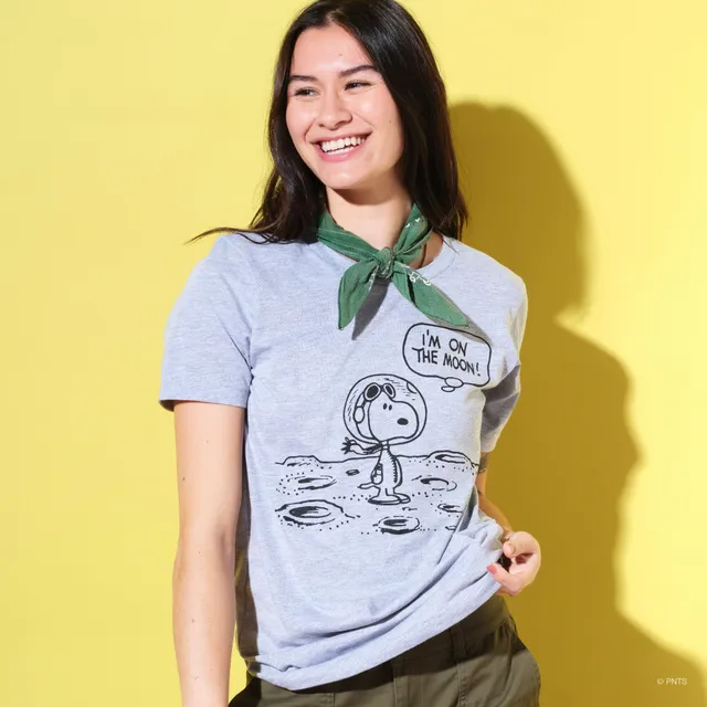 Super7 Peanuts Snoopy on the Moon tricou gri L bumbac