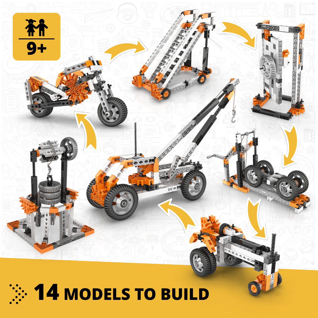 Engino Discovering STEM Wheels Axles set construcție 14 modele pârghii