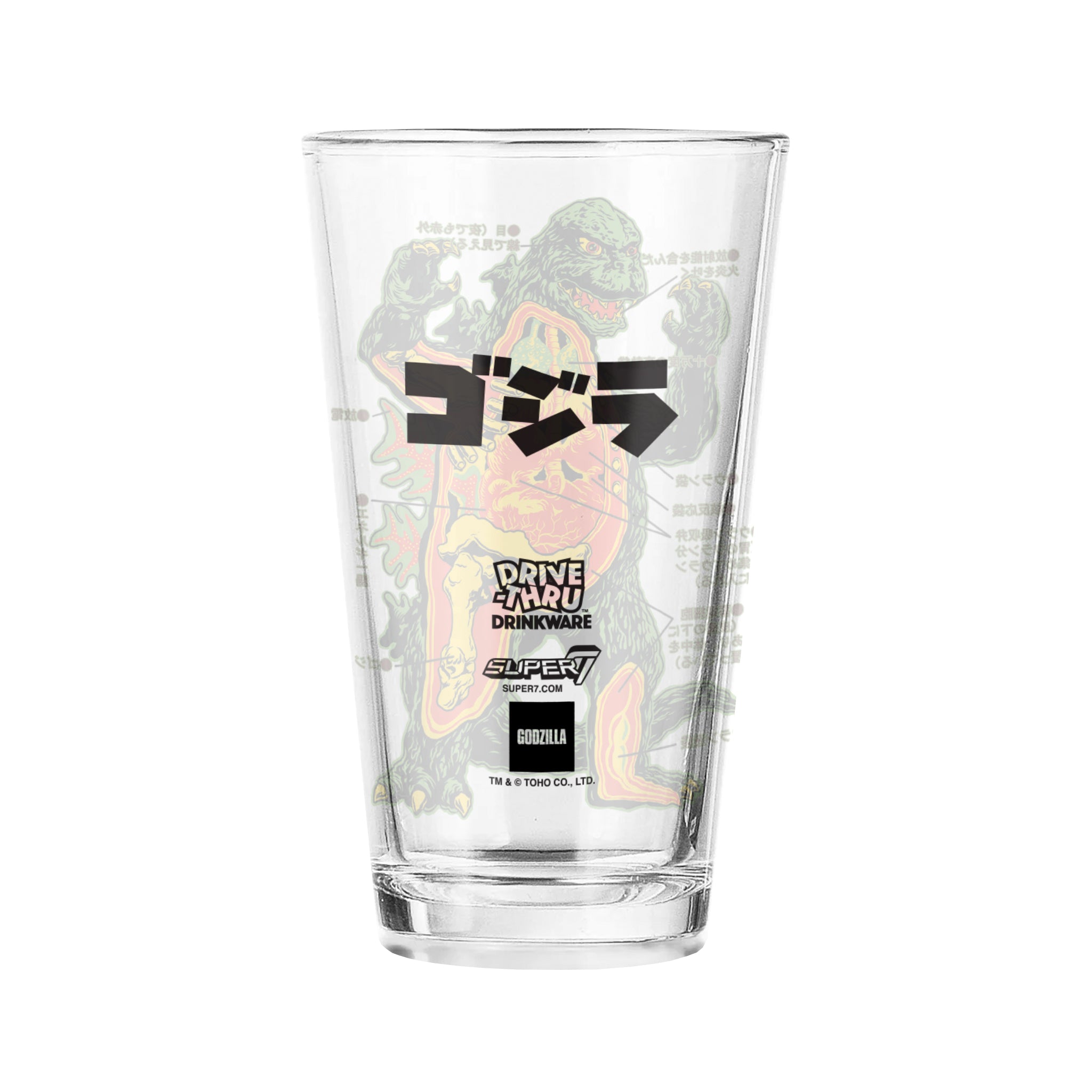 Super7 Toho Anatomical Godzilla pahar sticlă 473ml