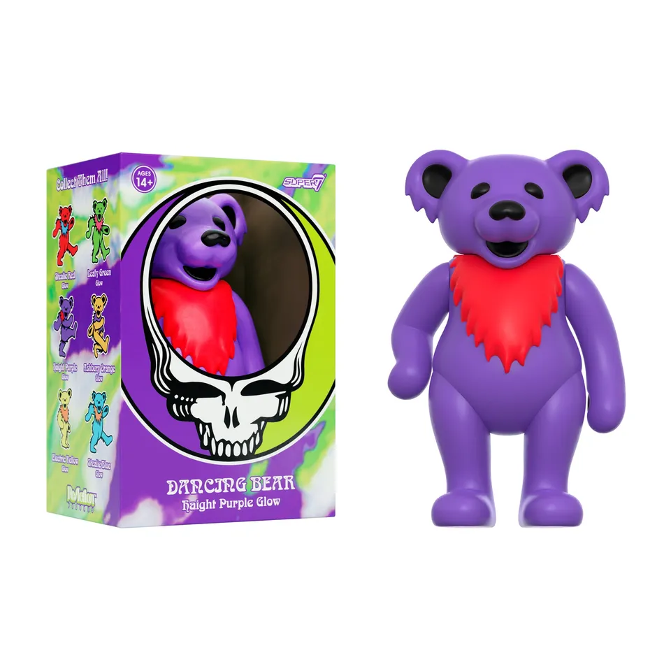 Super7 ReAction Dancing Bear Glow Haight Purple figurină fosforescentă