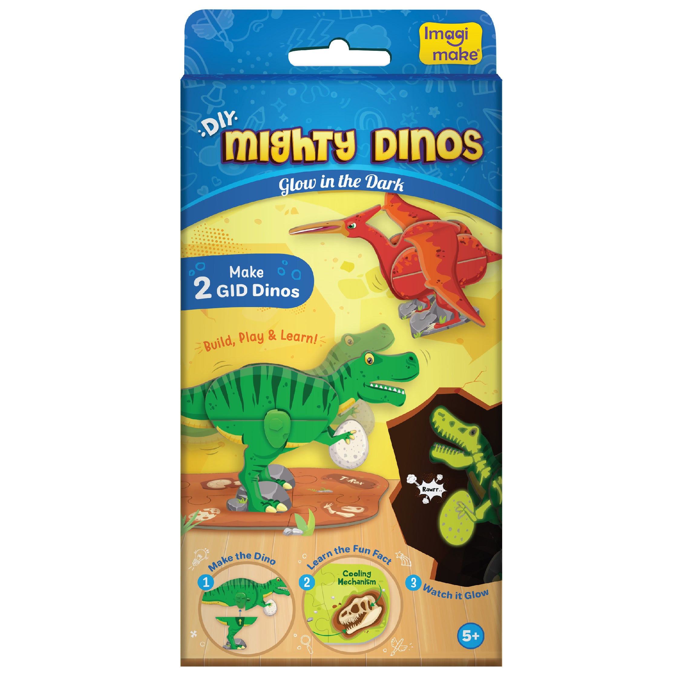 Imagimake Mighty Dinos set dinozauri fosforescenti