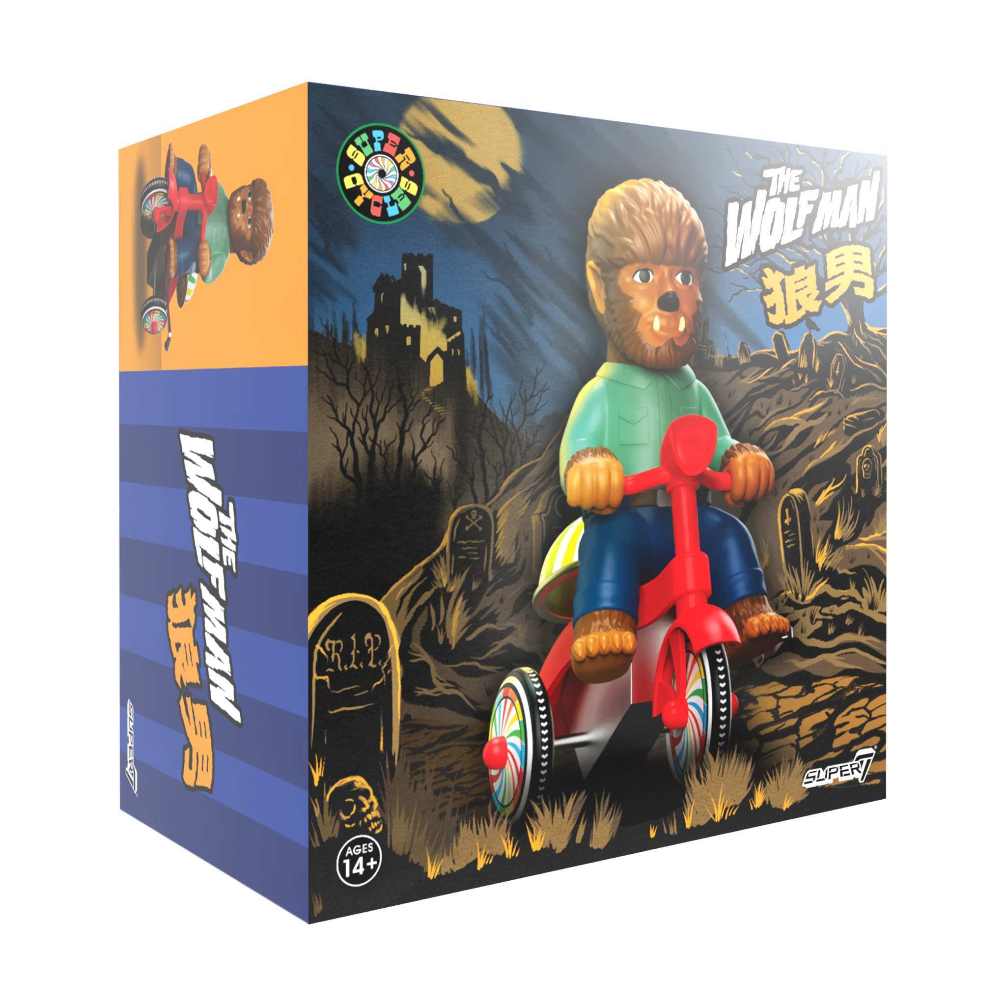 Super7 Super Cycles Wolf Man figurina vinil tricicleta