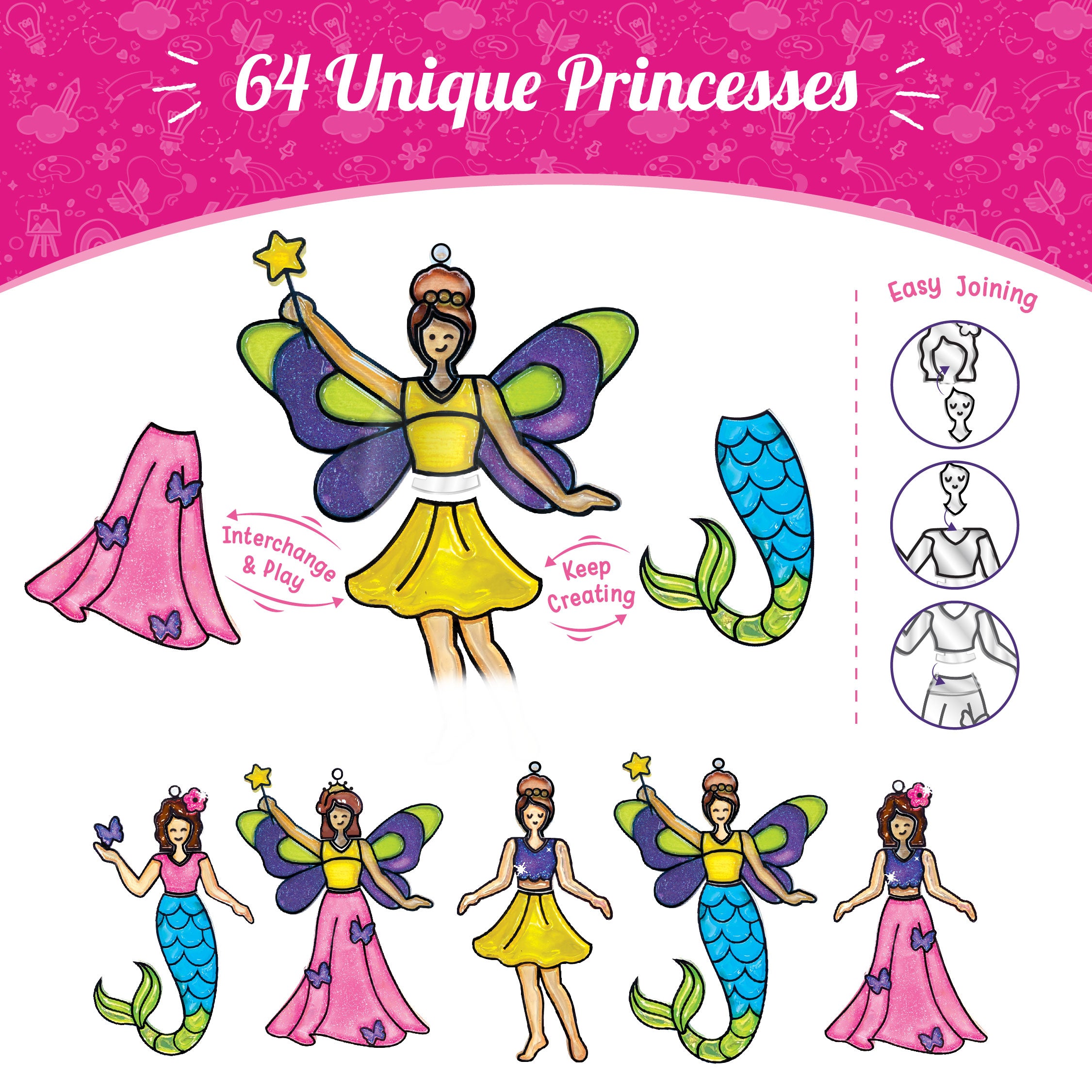 Imagimake Window Art Princess Unicorn pictura sticla 24 culori