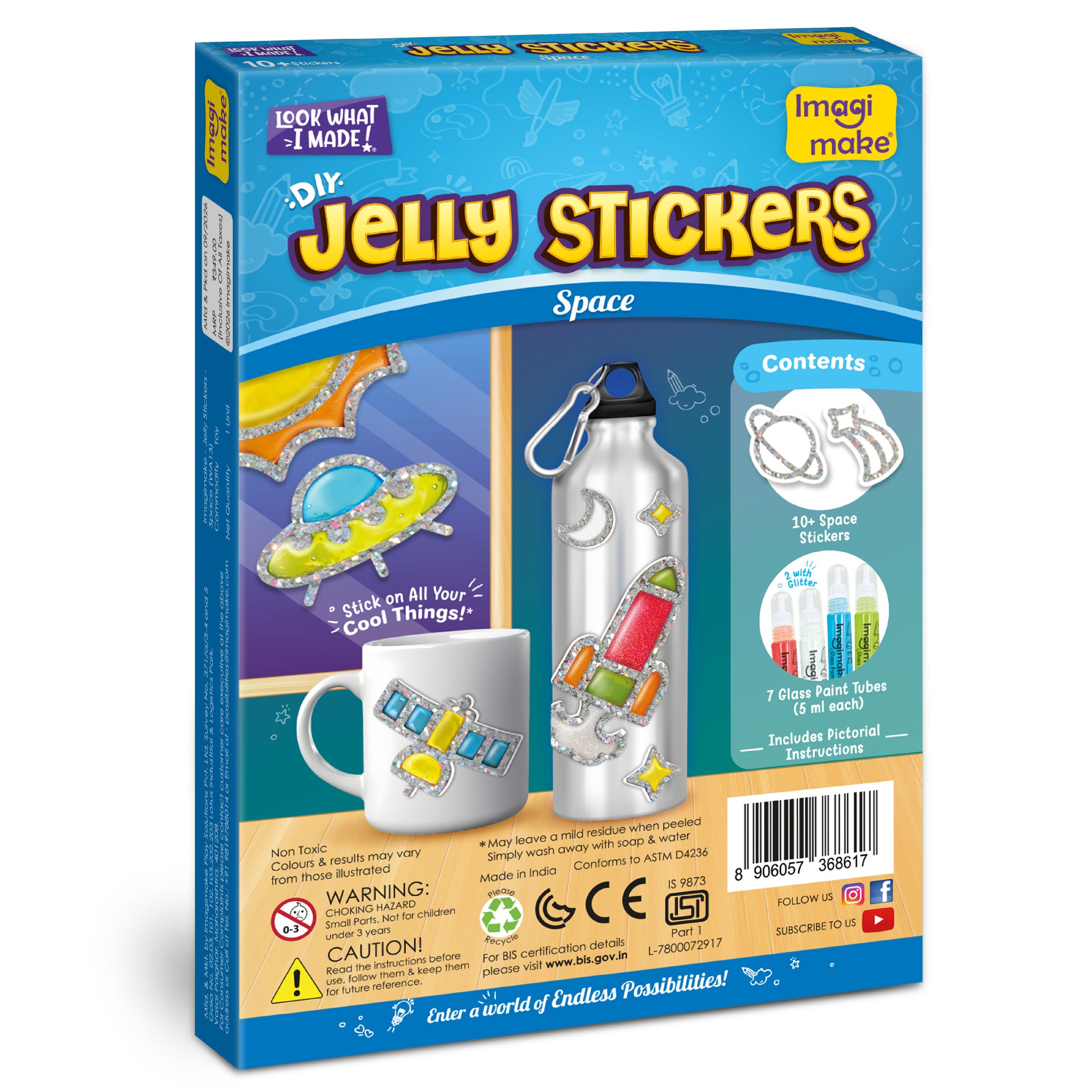 Imagimake Jelly Sticker Space set stickere 10 sabloane 3 ani+