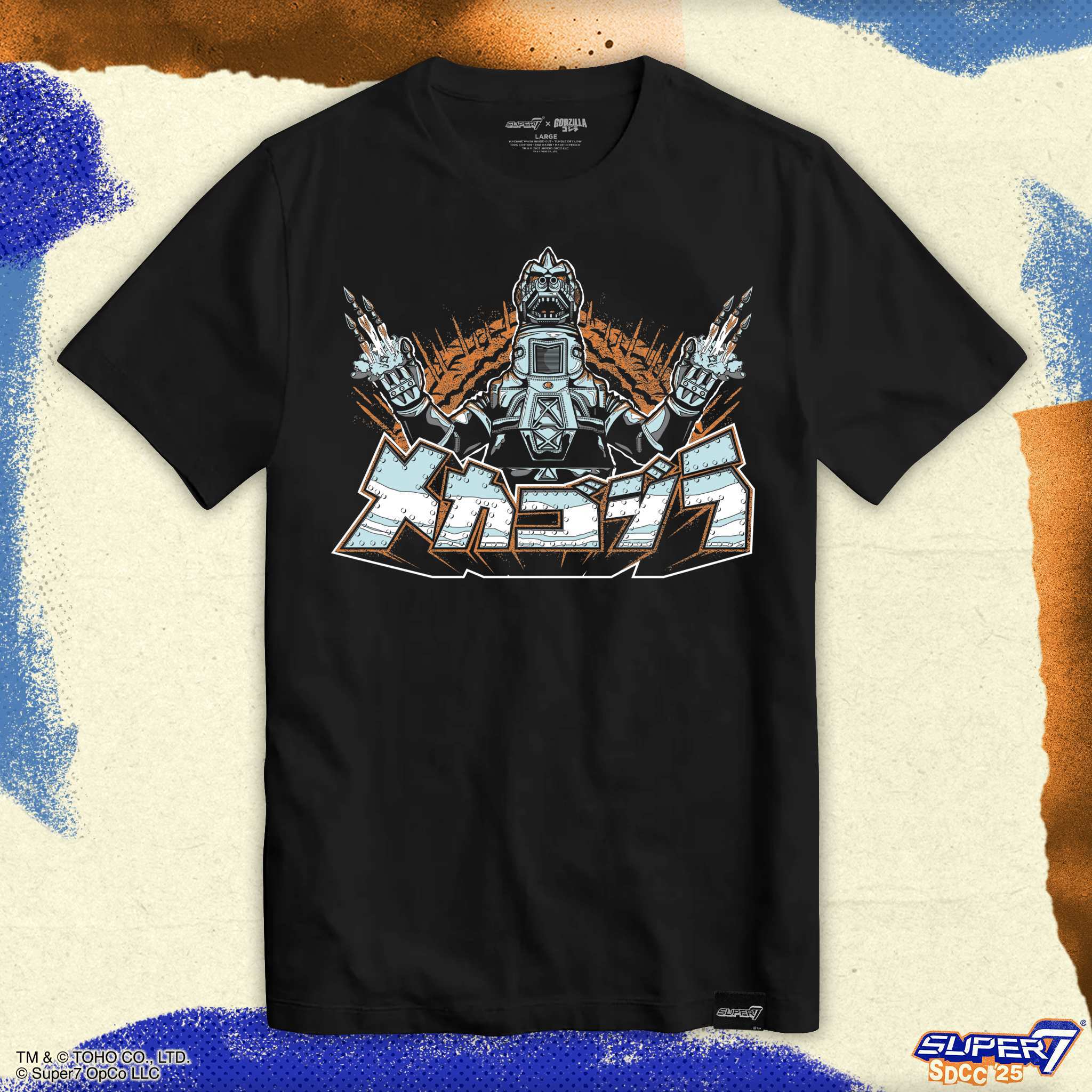 Super7 Toho Mechagodzilla tricou negru bumbac