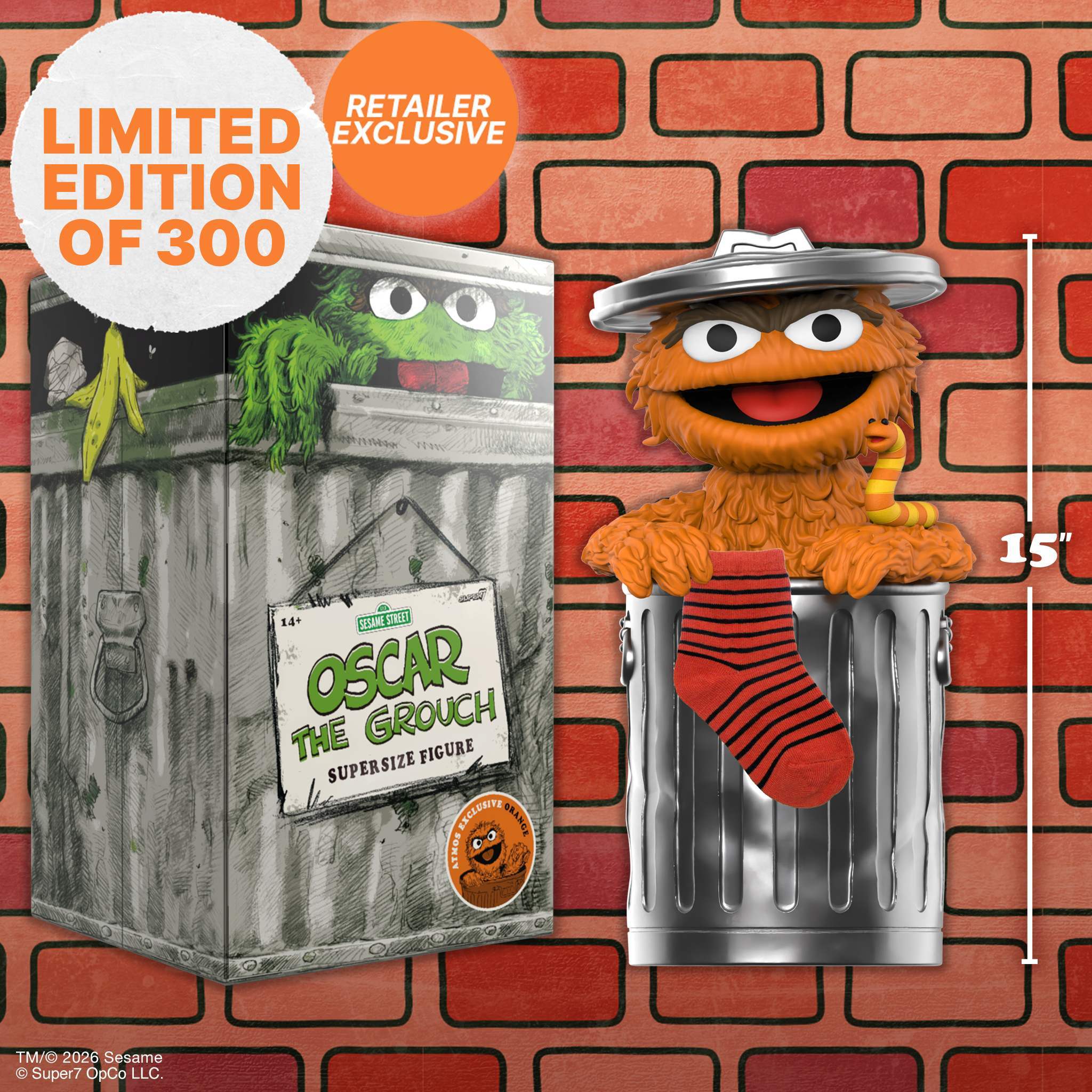 Super7 SuperSize Oscar the Grouch figurină vinil portocaliu 40 cm