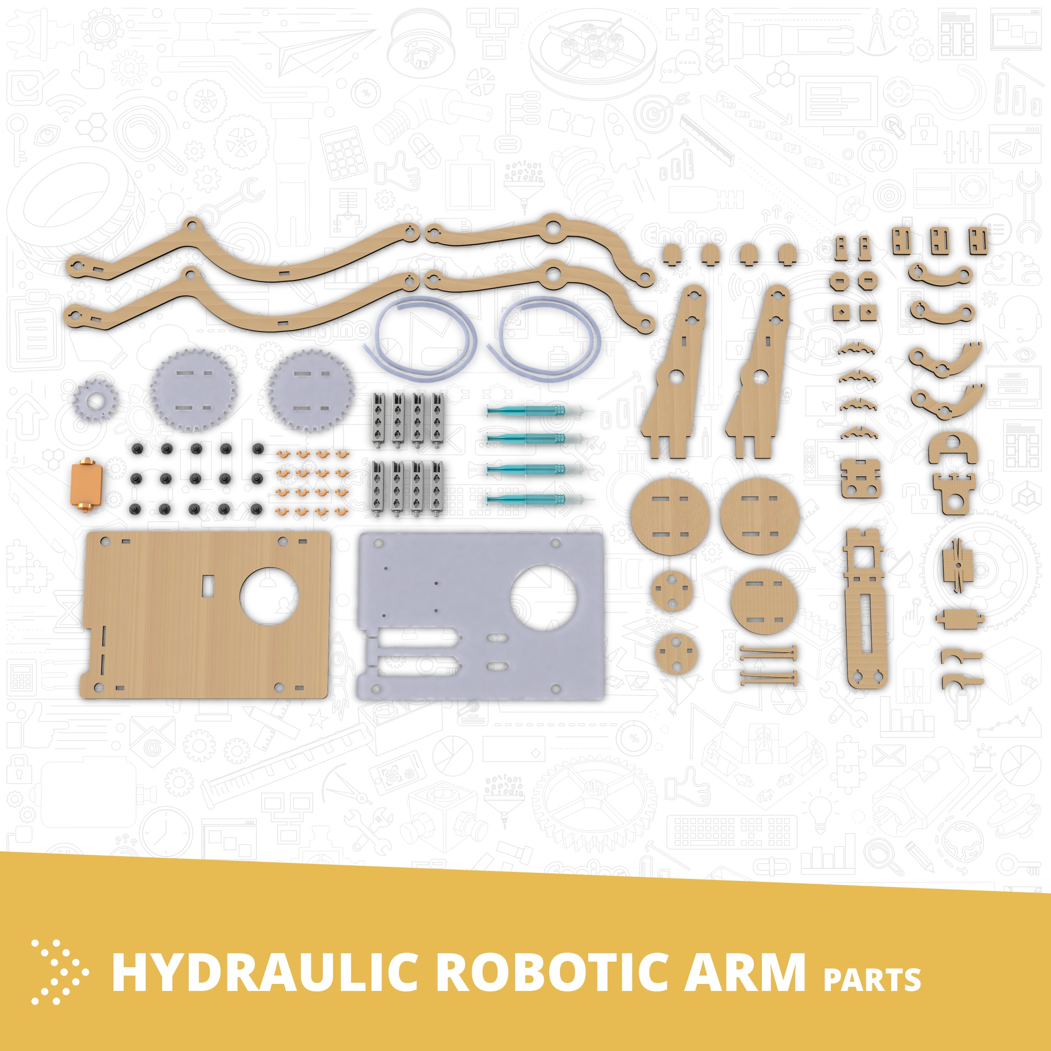 Engino Makerspace DIY Braț Robotic Hidraulic din Lemn