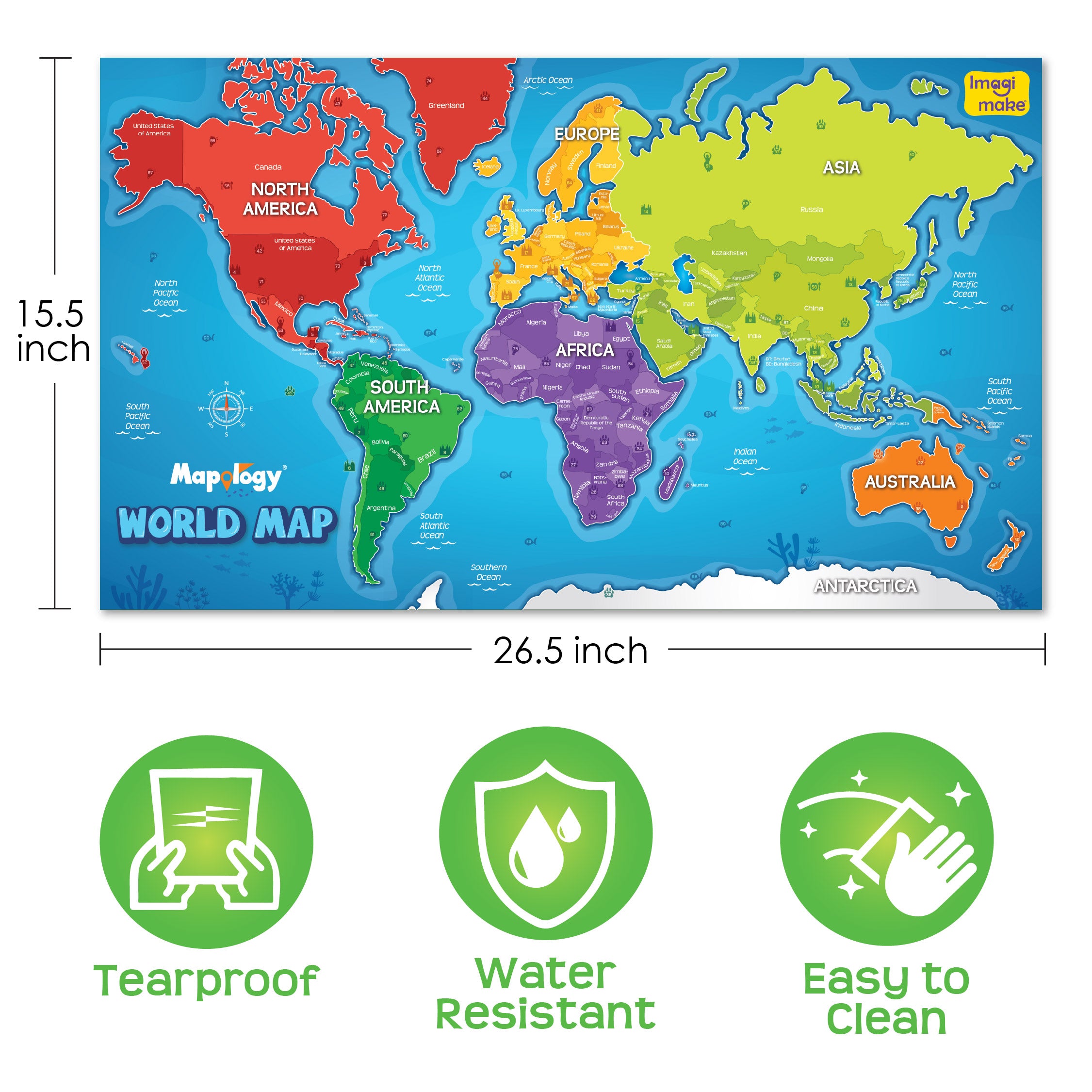 Imagimake Mapology World Map hartă perete 102 stickere