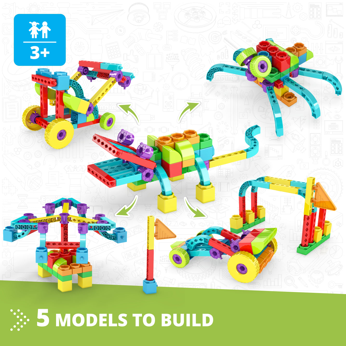 Engino Qboidz Alligator set construcție 5 modele 3+ ani